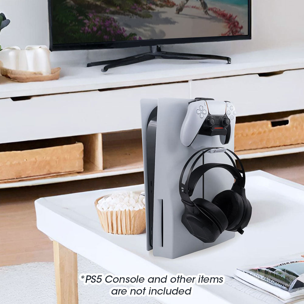 HONCAM 2 in 1 PS5 Controller Charging Stand with Headset Hanger - Compatible with PS5 Edge & DualSense Wireless Controller (HC A3729) - Perfect Gaming Setup for PS5 Accessories Organization & Charging Station