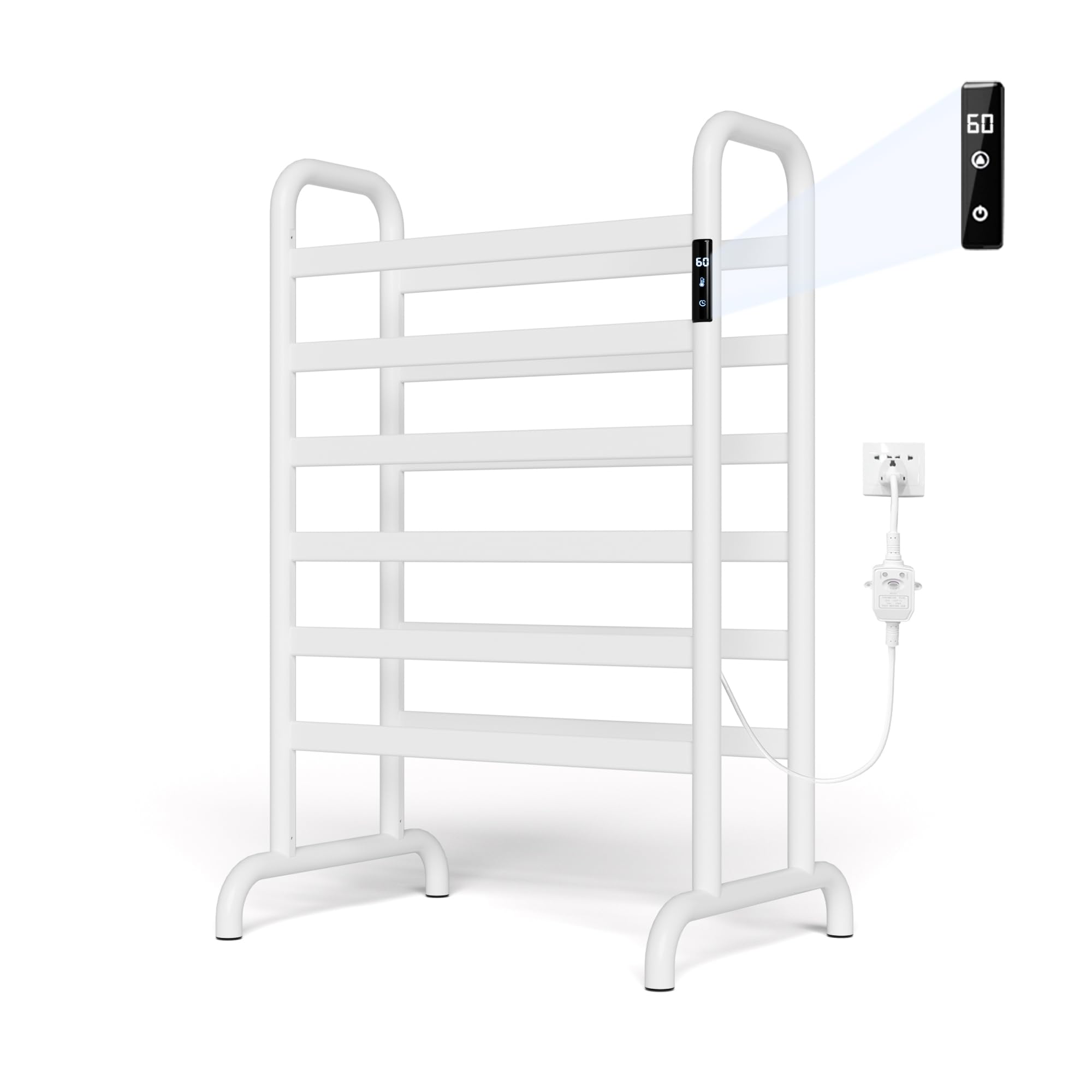Premium Freestanding Electric Towel Warmer with Timer & LED Display - Overheat Protection & Constant Temperature Control - Aluminum Heated Towel Rack for Bathroom, Spa, and Luxury Home Use