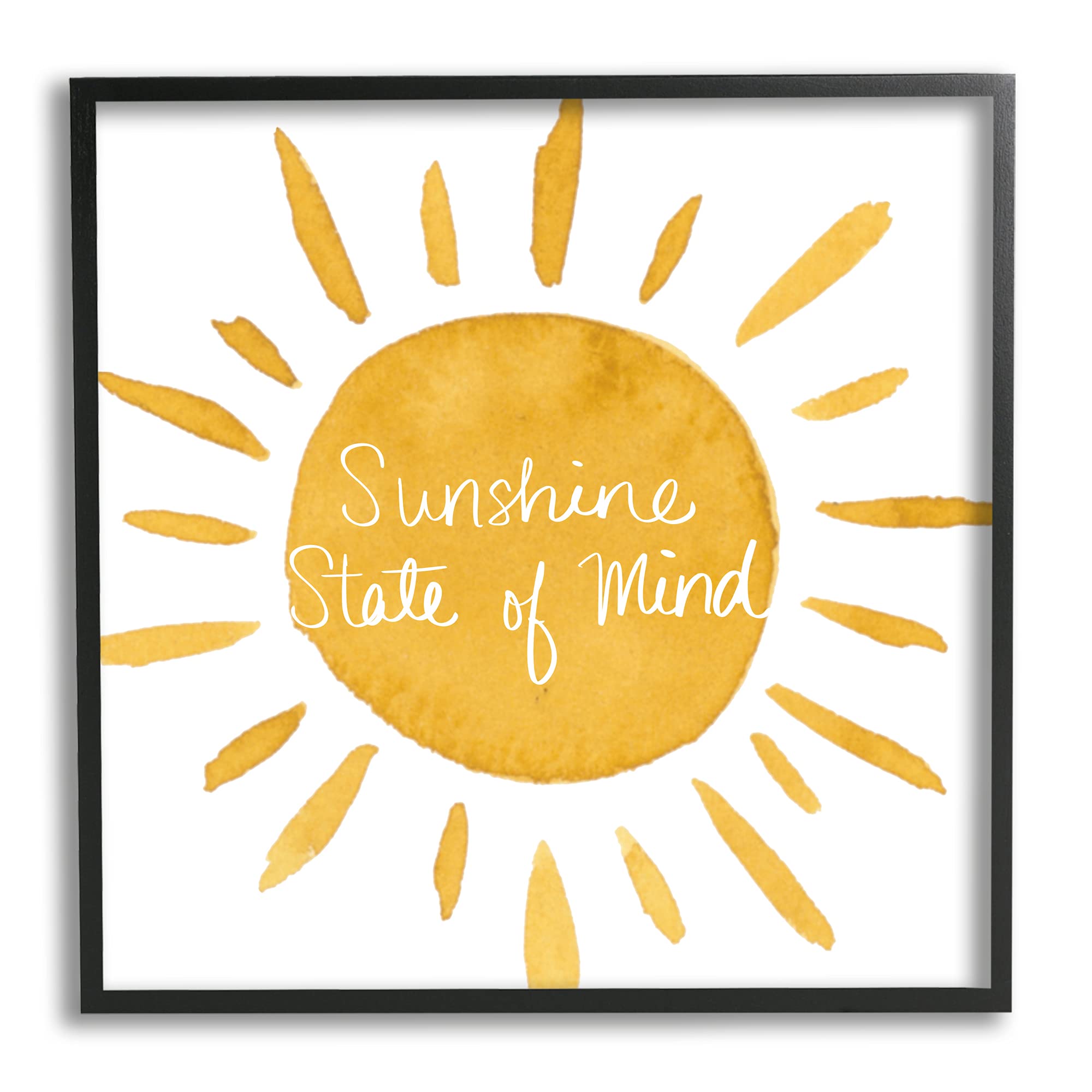 Stupell Industries Sunshine State of Mind Wall Art - 12x12 Inch Yellow Framed Canvas Print by Lucille Price - Tropical Home Decor for Living Room, Bedroom & Office