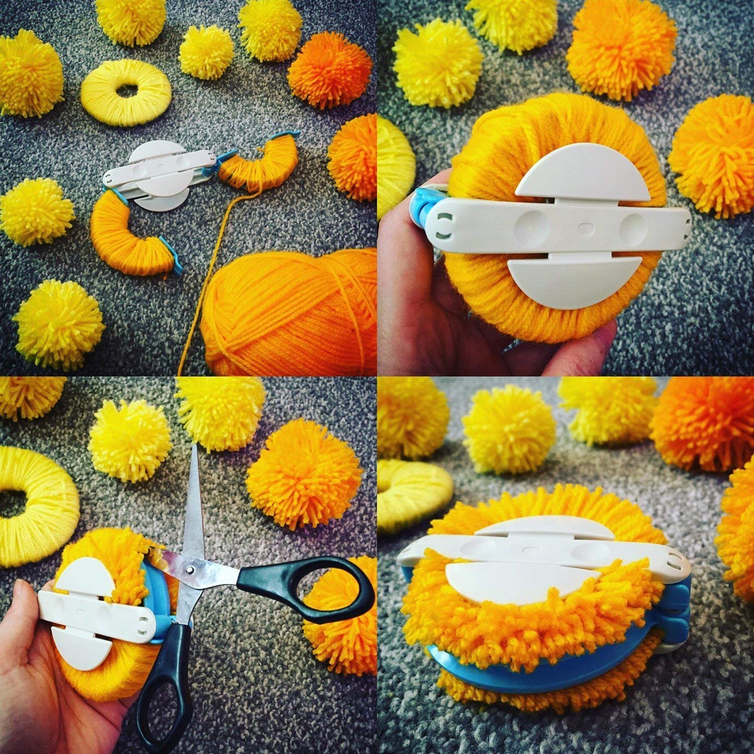 EFly 4-Piece Pompom Maker Set - DIY Fluff Ball Weaver Tool for Knitting, Needle Crafts & Wool Projects (Kids & Adults) - Perfect for Scarf Making, Home Decor & Gift Wrapping
