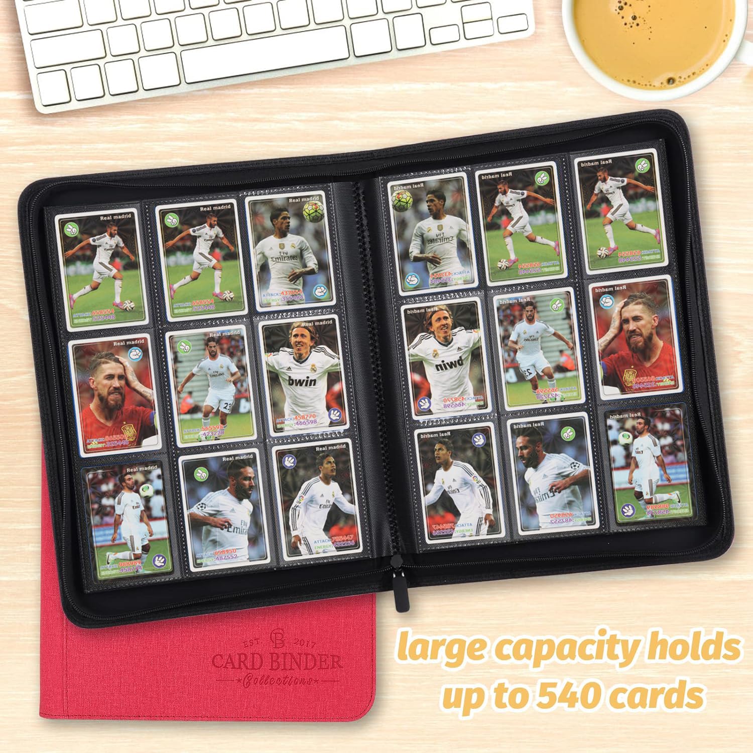 Premium 540-Pocket Side Loading Trading Card Binder - Professional Card Collection Album for TCG, MTG, Baseball & Yu-Gi-Oh Cards (Red) - Perfect for Gaming Tournaments, Collectors & Card Storage Organization