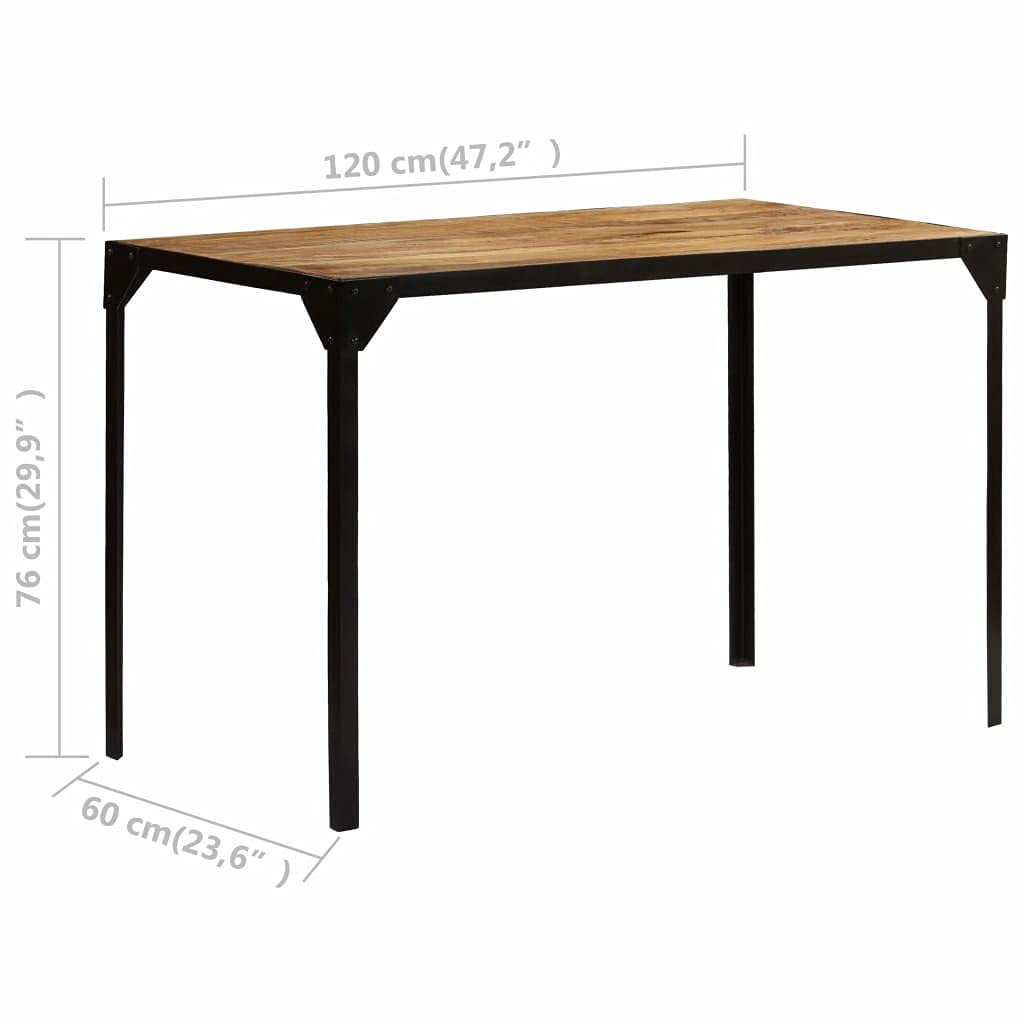 Solid Mango Wood & Steel Rectangular Dining Table 47.2