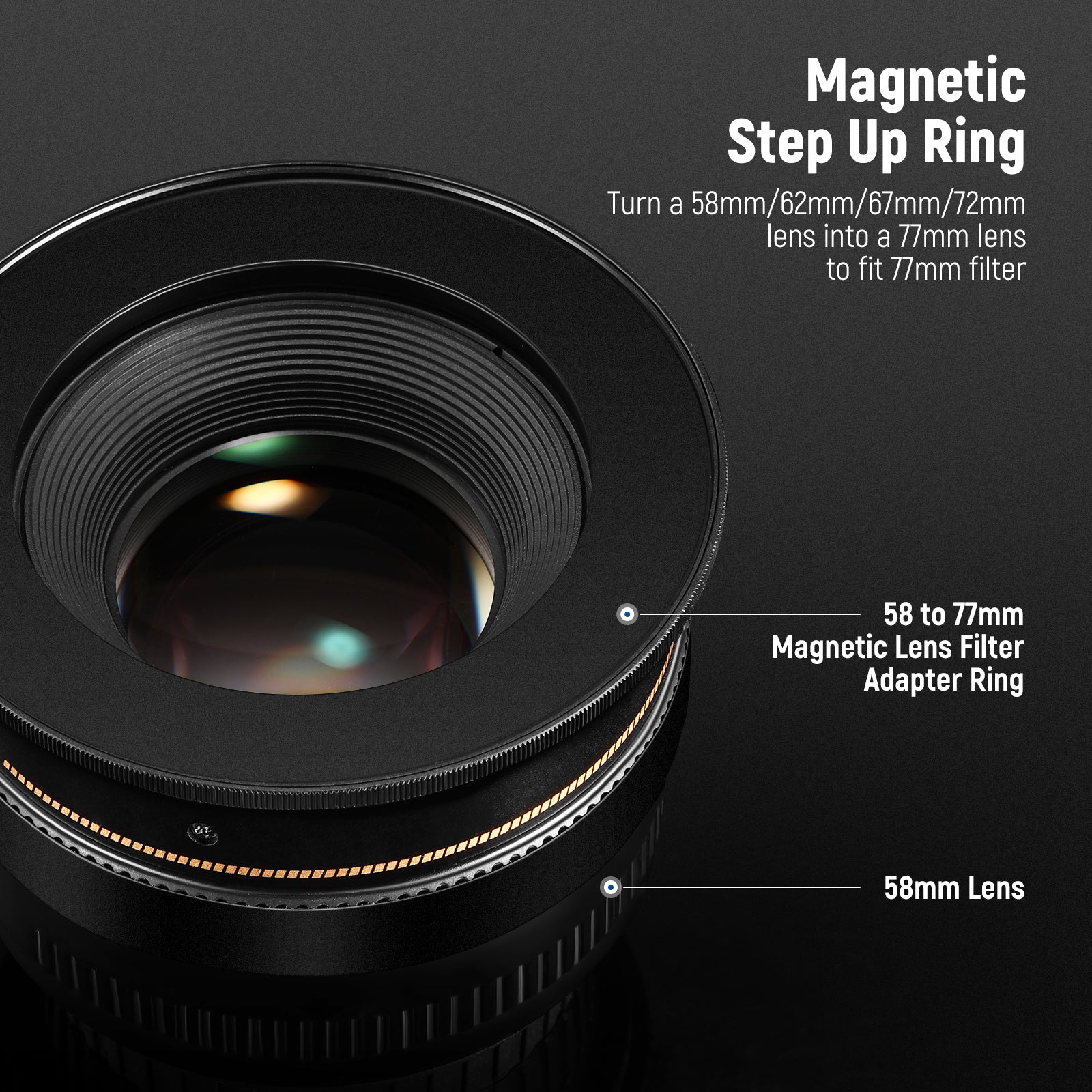 NEEWER Magnetic Step-Up Filter Ring Adapter Kit - Compatible with 52mm to 82mm Lens Filters - Perfect for DSLR, Mirrorless Cameras & Photography Accessories - Ideal for Outdoor, Portrait & Landscape Photography