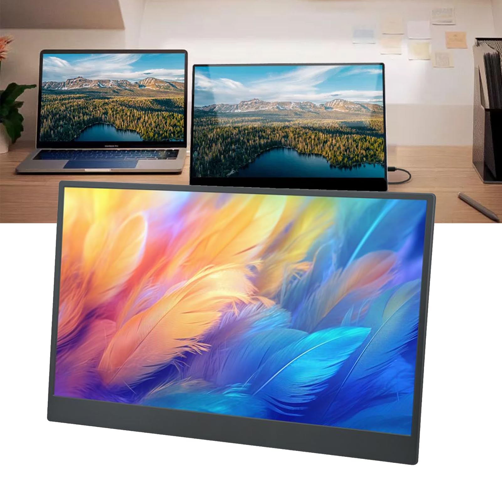 13 Inch Fockety Portable Touchscreen Monitor - Full HD 1920x1080 IPS Display, USB-C & HDMI Travel Monitor with Dual Speakers for Laptop/PC - Perfect for Business Travel, Gaming, and Home Office Use