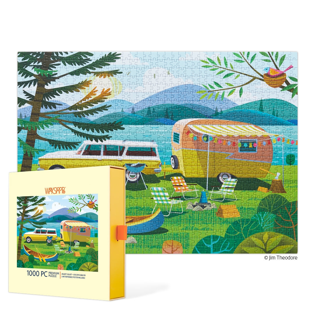 Happy Camper 1000 Piece Jigsaw Puzzle for Adults - Challenging Camping Theme Puzzle for Family Game Night & Relaxation