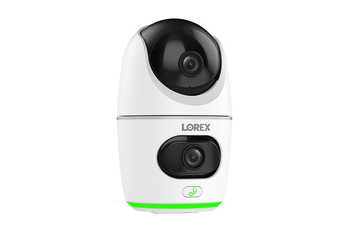 Lorex 2K HD Dual Lens Indoor Pan Tilt WiFi Security Camera with 32GB Storage & Cloud Support - Monitor Home, Baby, Pets & Office 24/7