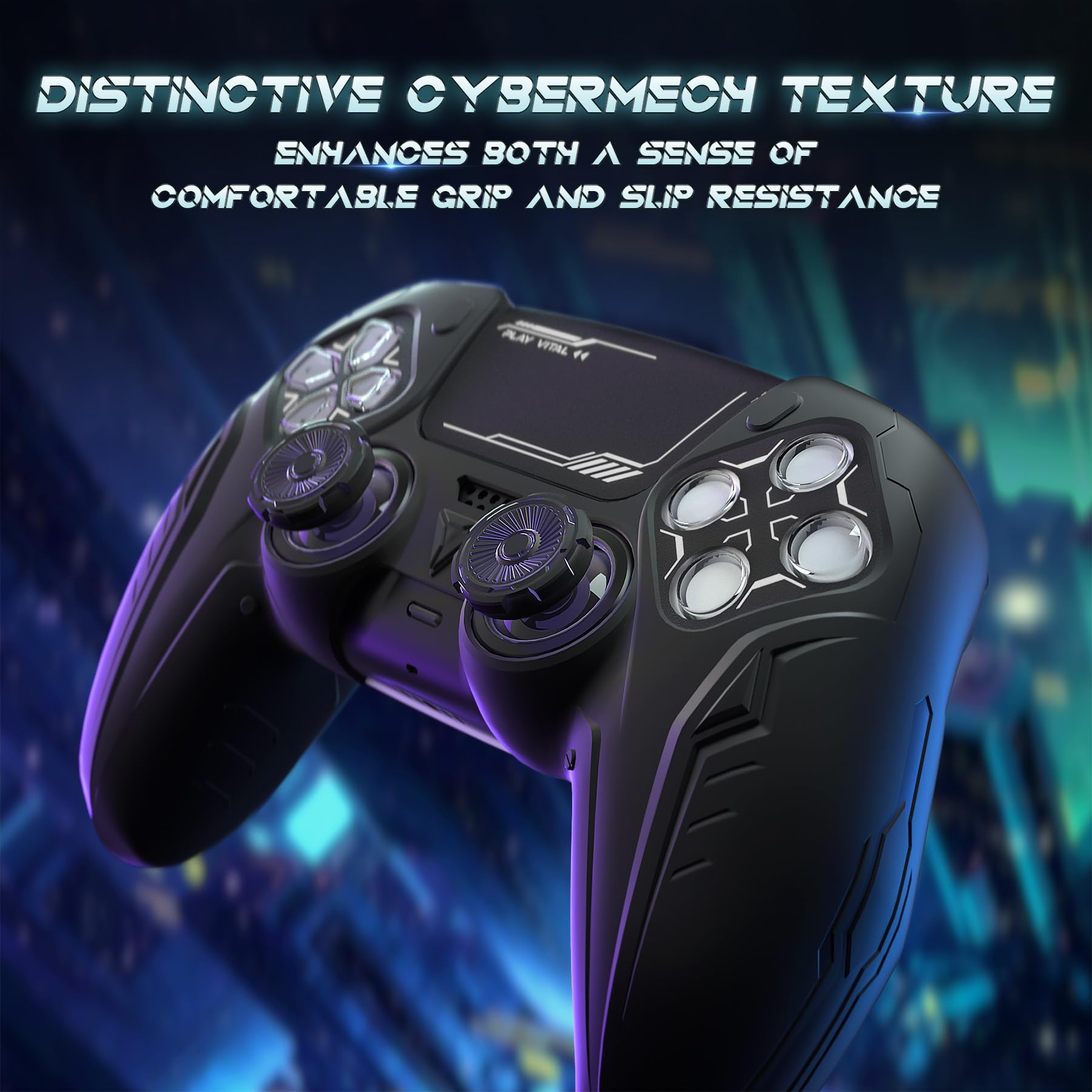 PlayVital PS5 Controller Cover - Anti-Slip Silicone Grip with Thumbstick Caps & Touchpad Protector, Compatible with Charging Dock for Gaming Comfort
