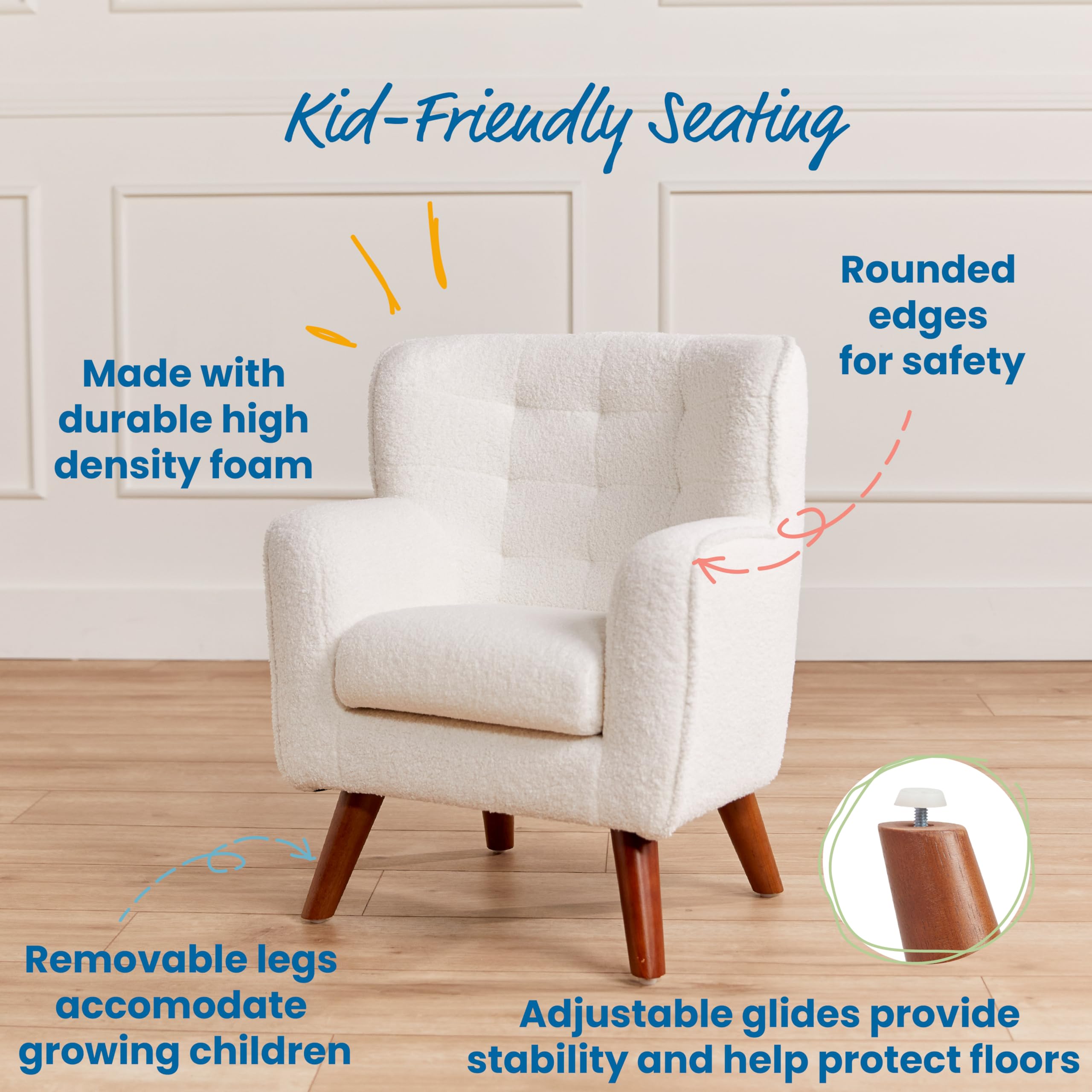 ECR4Kids Mila Arm Chair for Kids - Sturdy White Children's Chair for Classroom, Playroom & Bedroom - Comfortable Kids Furniture for Reading & Studying