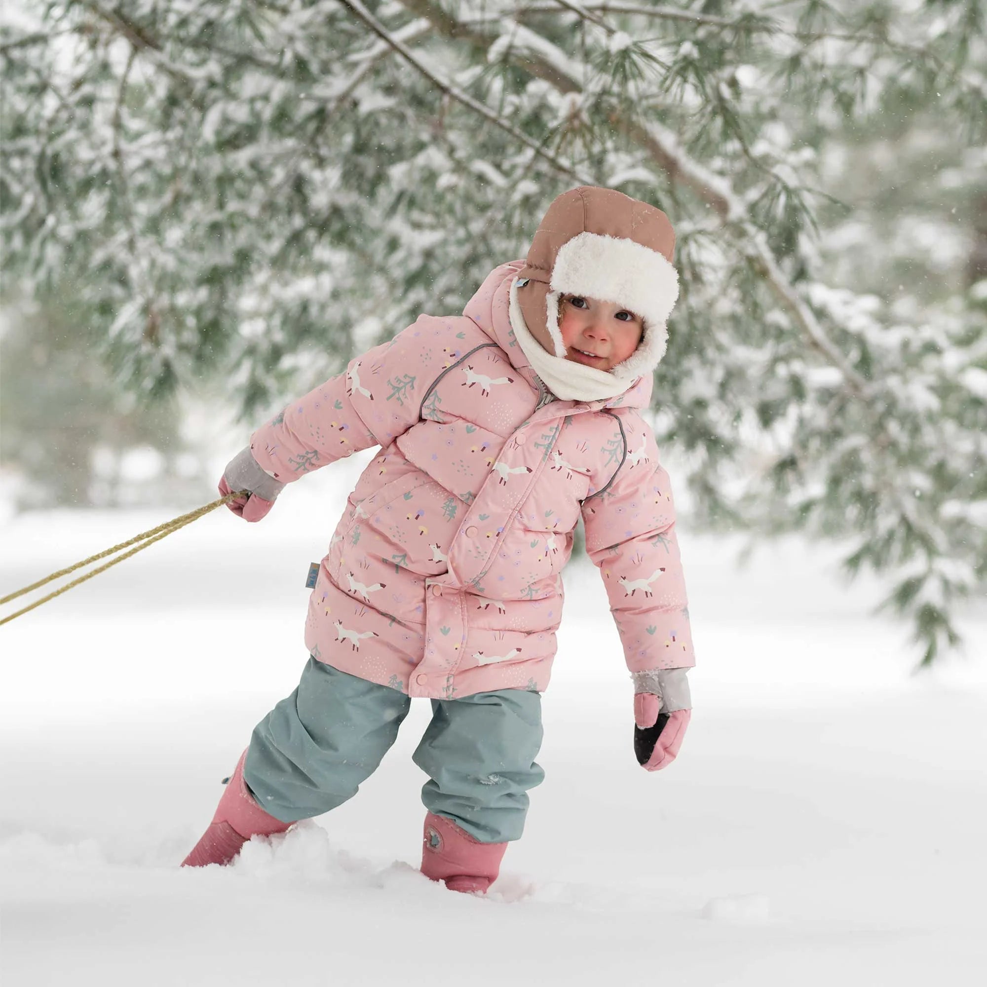 Jan & Jul Pink Forest Toasty Dry Puffy Coat - Warm Winter Jacket for Kids, Waterproof & Windproof, Perfect for Snow Play, Outdoor Adventures & Cold Weather Activities