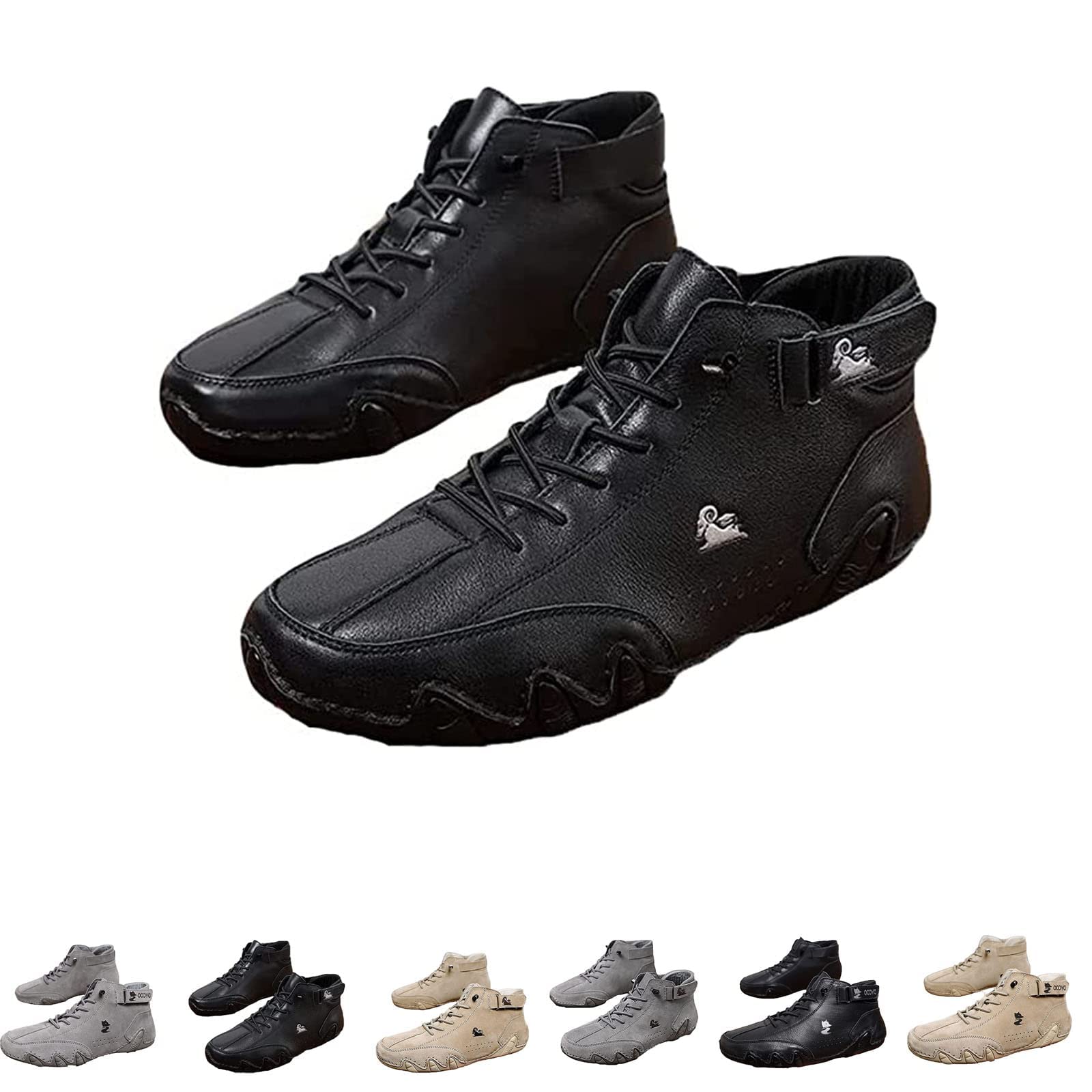 Italian Handmade Suede Velcro High Boots - Men's Chukka Leather Casual Sneakers with Non-Slip & Breathable Design - Perfect for Outdoor, Work & Father's Day Gifts