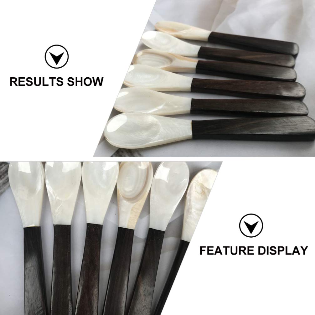 Cabilock 2-Piece Caviar Spoons Set - Elegant Shell Coffee Spoon with Wooden Handle, Perfect for Desserts, Eggs, Ice Cream, Cakes & Soup - Ideal for Home, Bar & Fine Dining Entertaining
