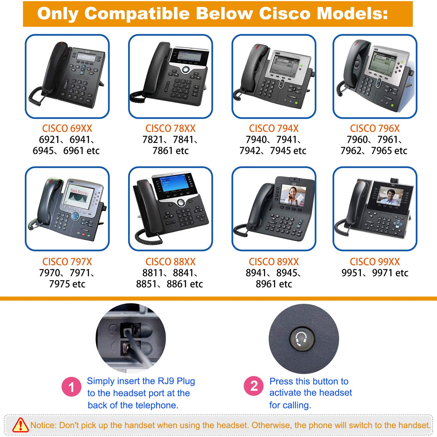 Noise Cancelling Monaural Headset with Mic for Cisco IP Phones - 4-Pin RJ9 Corded Office Headphones for Call Centers & Business Communications (Compatible with Cisco IP Desk Phones) - Perfect for Customer Service, Remote Work & Professional Office Use