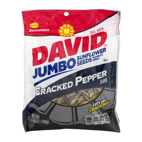 David Jumbo Sunflower Seeds Ranch & Cracked Pepper (16 Pack) - Healthy Snack for Hiking, Sports & Road Trips - Bulk Sunflower Seeds for Salads & Baking