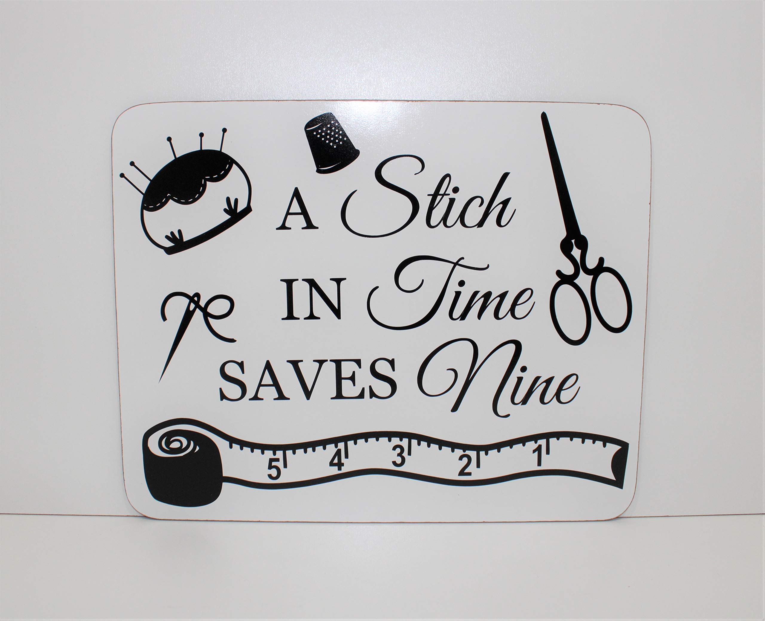 Handmade Wooden Quilt Sign - 'A Stitch in Time Saves Nine' Wall Art - Rustic Sewing Room Decor - Perfect for Quilting Studios & Craft Room Wall Hangings