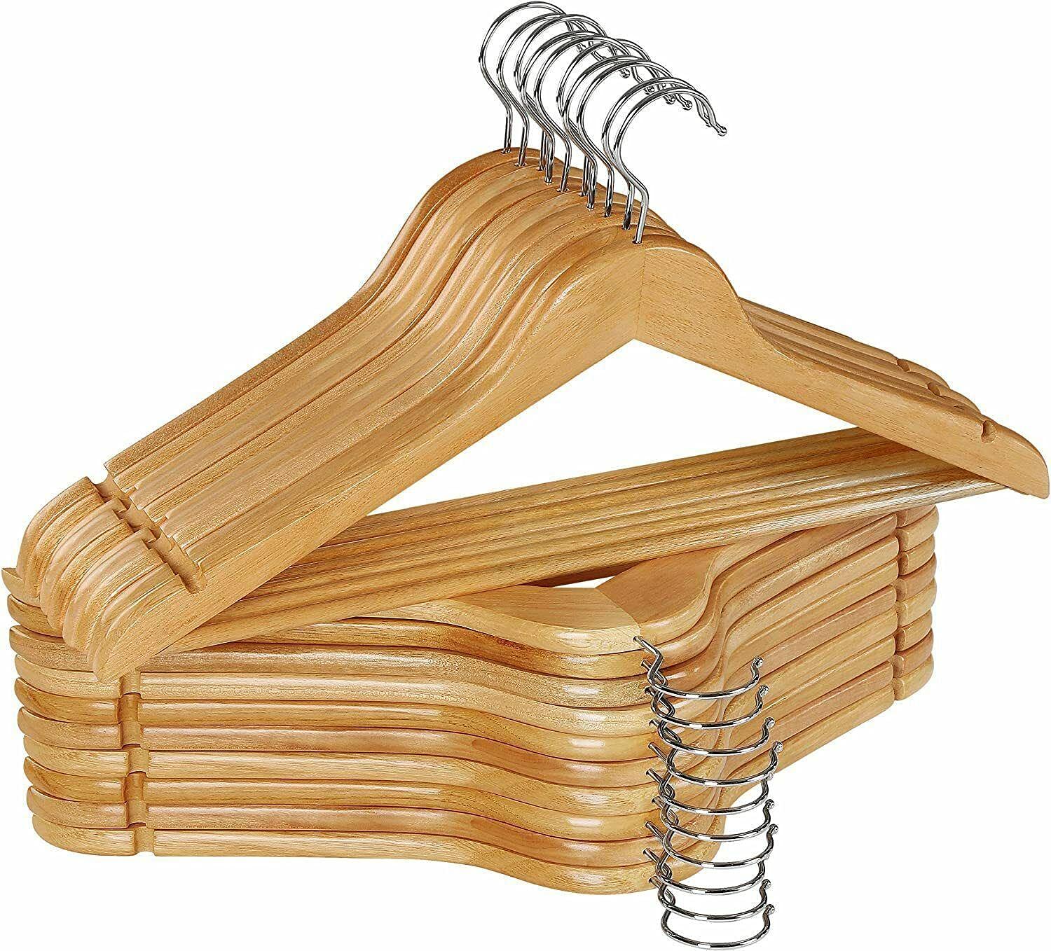 80-Pack Wooden Clothes Hangers for Closet Organization - Heavy Duty Coat Hangers for Jackets, Dresses & Shirts - Space Saving Wardrobe Storage Solution for Home & Retail Use