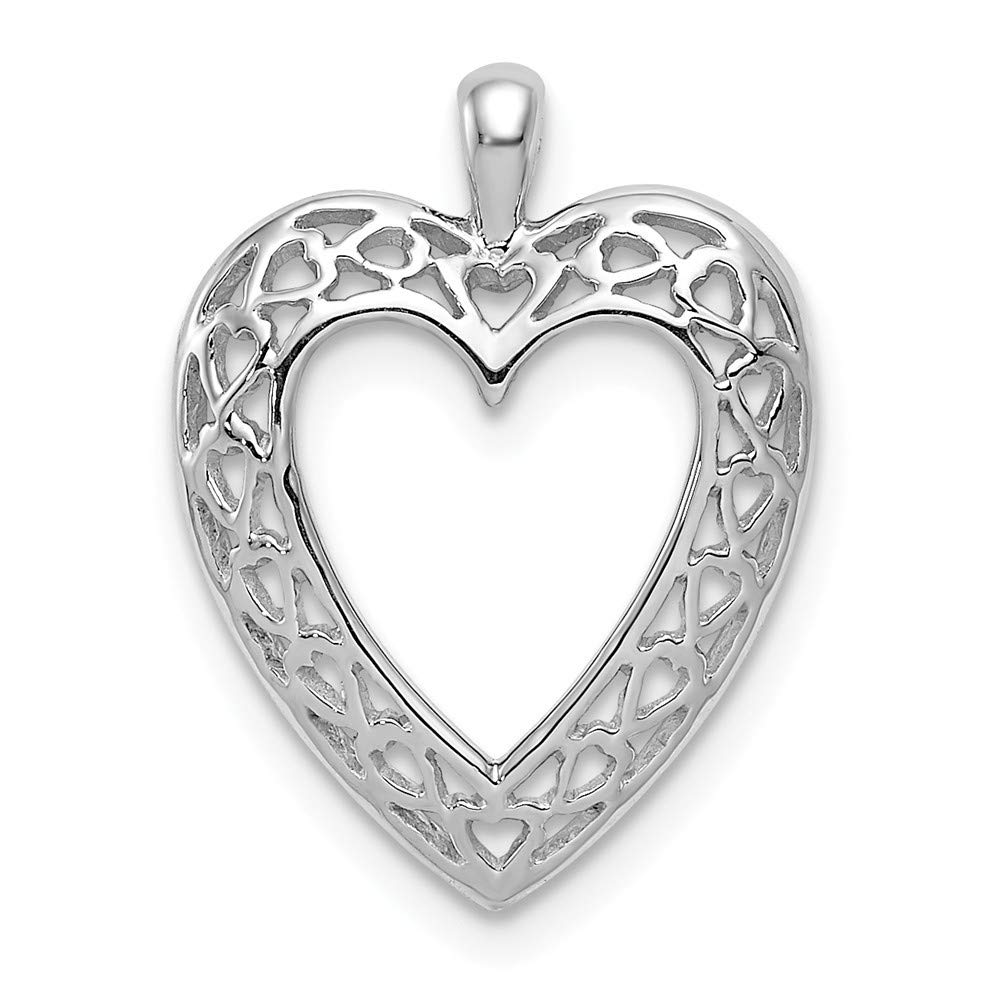 Roy Rose Jewelry 14K White Gold Heart Pendant Necklace for Women - Elegant Valentine's Day Gift, Anniversary Present & Everyday Wear