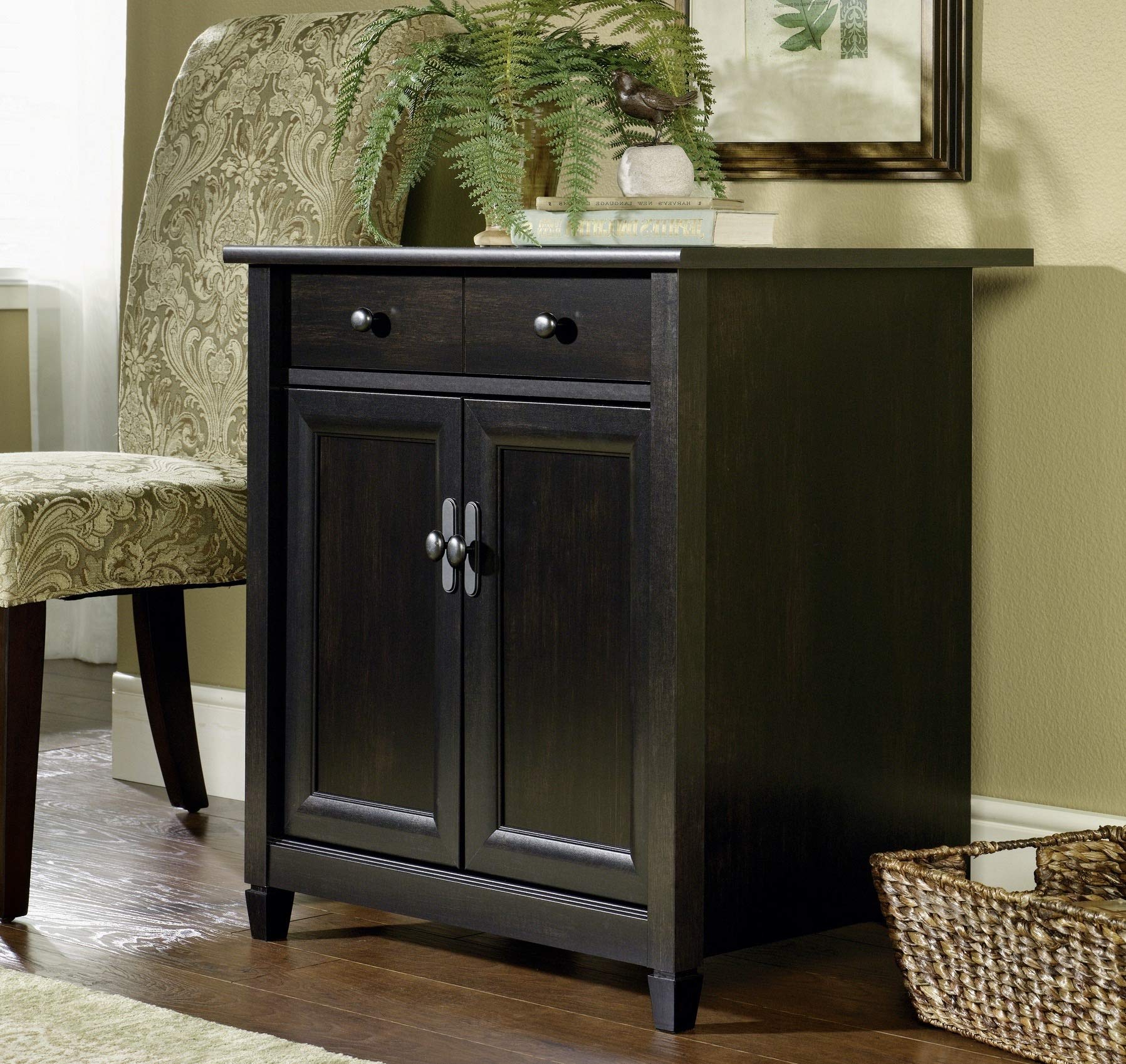 Buffet Cabinet with Doors & Adjustable Shelves - Stylish Storage Solution for Dining Room, Kitchen or Living Room - Estate Black Finish - Organize Dishes, Linens & Home Decor