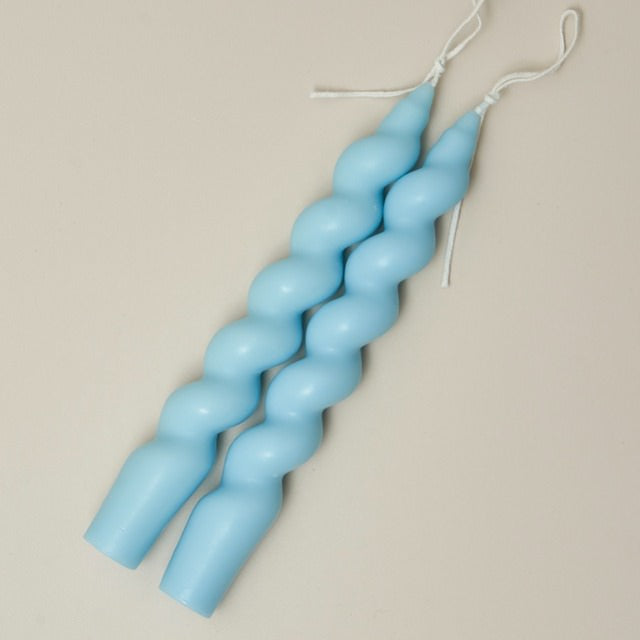 Pastel Spiral Twisted Candles (2 Pack) - Handmade Decorative Candles for Weddings, Home Decor & Relaxation