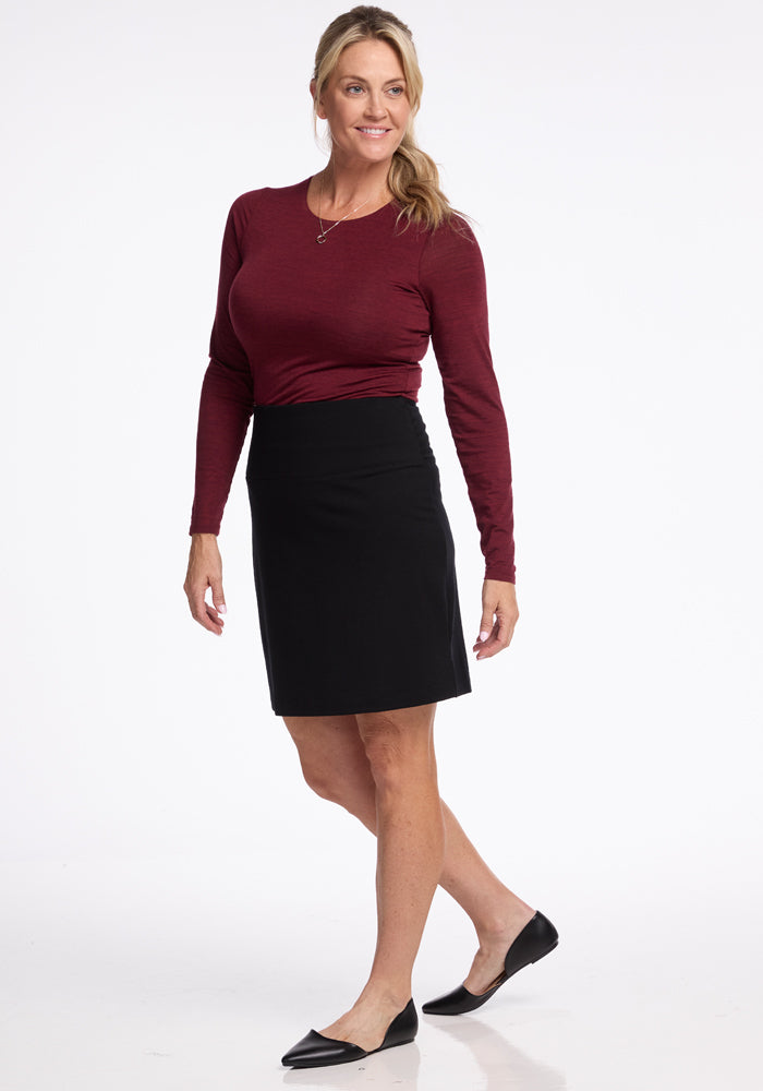 Monroe Knee Length Skirt for Women - Classic Black A-Line Skirt | Office Wear, Casual Outfits & Date Night Dresses