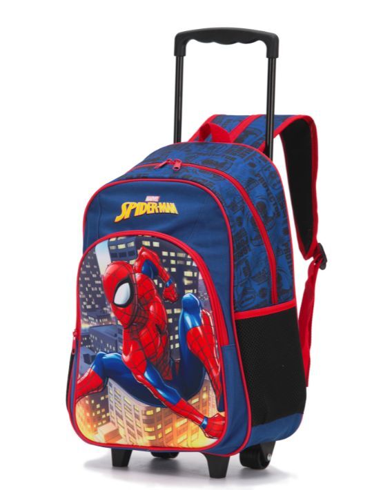 Spider-Man MAR108 17-Inch Rolling Backpack with Wheels - Blue & Red Design - Perfect for School, Travel & Comic Conventions