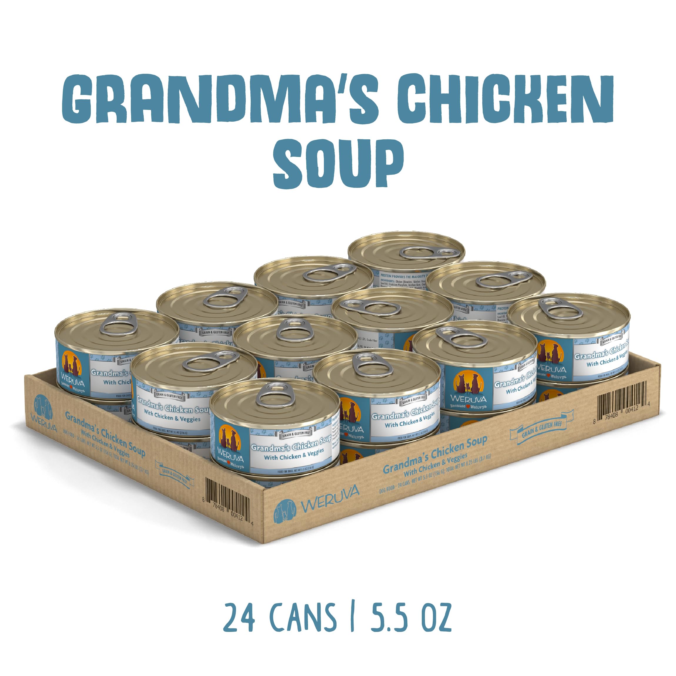 Weruva Classic Dog Food - Grandma's Chicken Soup with Chicken Breast & Vegetables, 5.5oz Cans (Pack of 24) | Grain-Free Wet Dog Food for Small & Large Breeds | Perfect for Picky Eaters & Senior Dogs