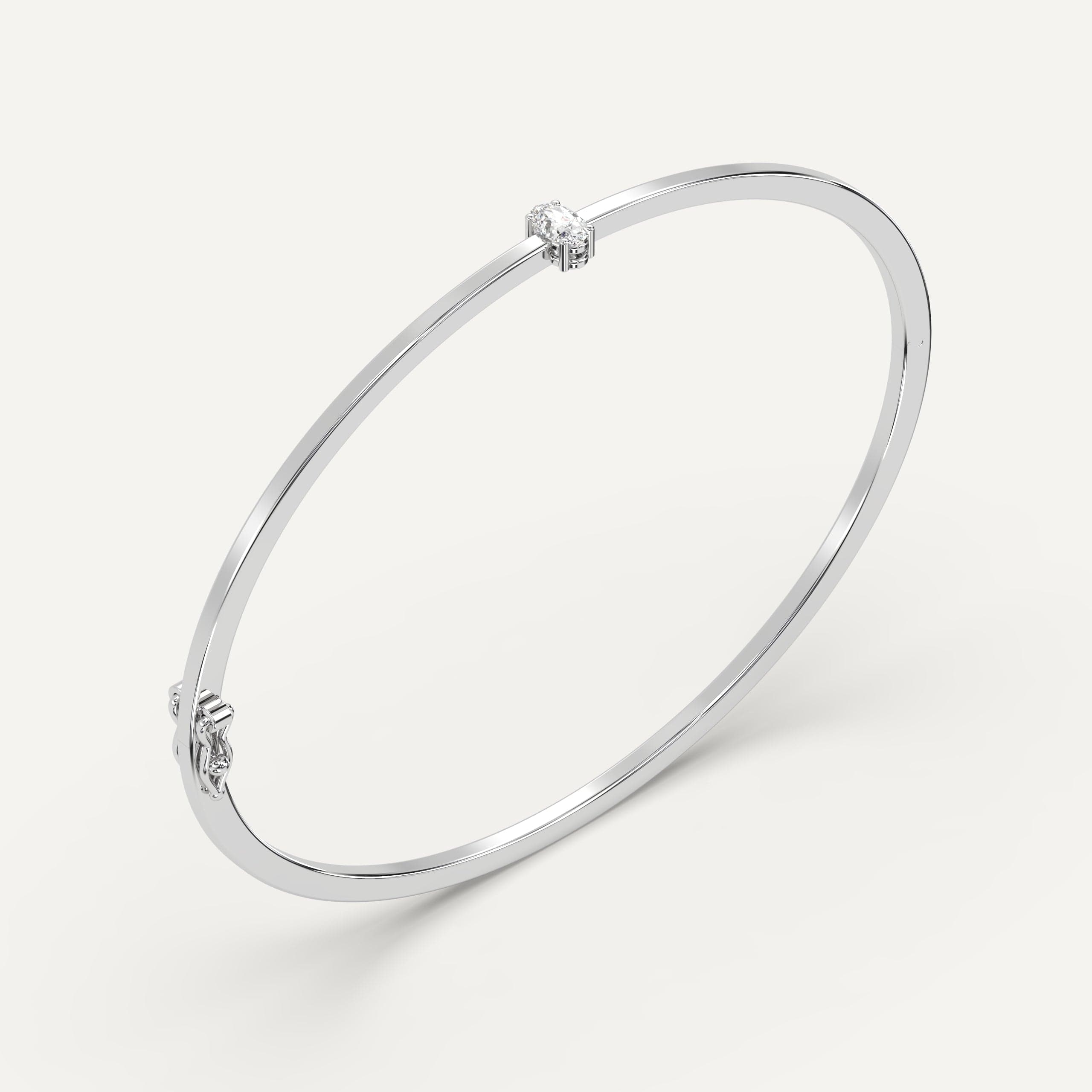 1/4 Carat Oval Diamond Solitaire Bangle Bracelet - Elegant 14K Gold Women's Jewelry for Weddings, Anniversaries & Special Occasions