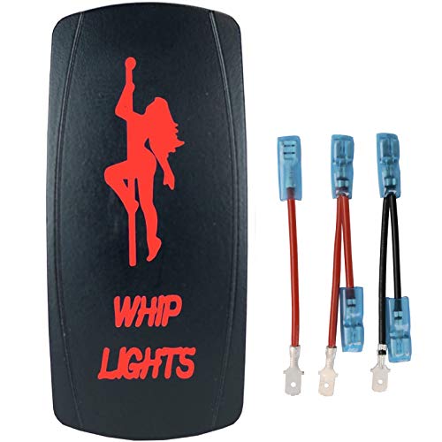 QUNQI STAR 5-Pin Laser Backlit Rocker Switch - 20A 12V On/Off LED Toggle Switch with Jumper Wires (Red) - Perfect for Off-Road Vehicles, ATVs, Boats & Custom Car Lighting