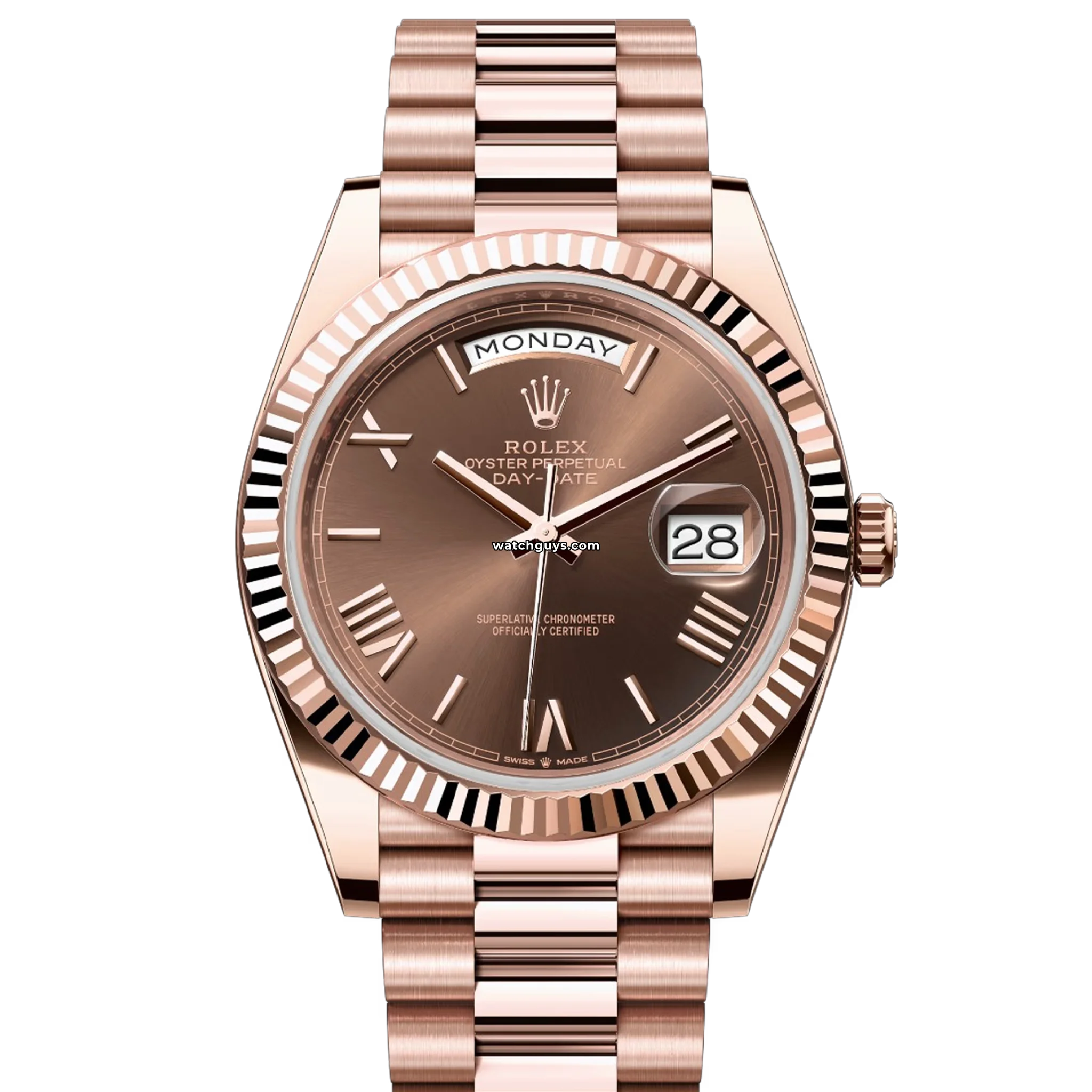 Luxury Rolex Day Date 228235 18K Rose Gold Watch with Chocolate Dial & Roman Numerals - Perfect for Business Meetings & Formal Events