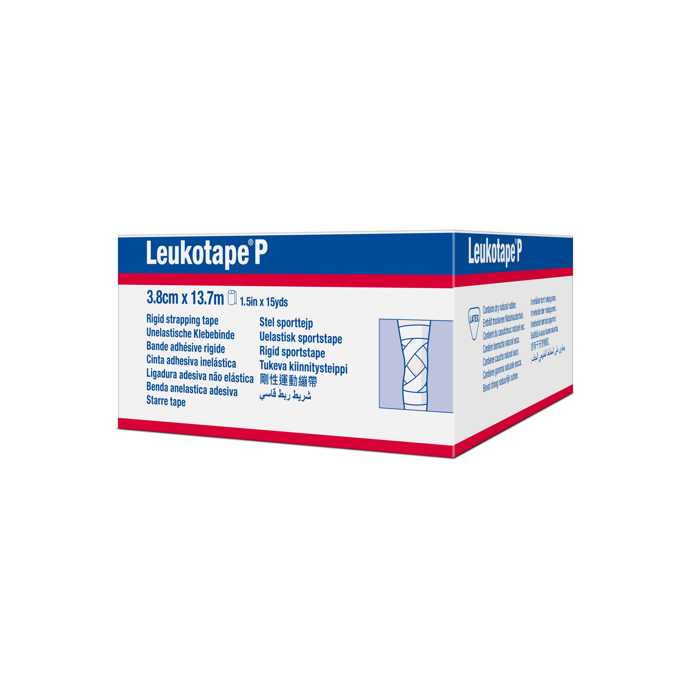 BSN Medical Leukotape P Sports Tape 1.5 Inch x 15 Yards (5 Pack) - Premium Adhesive Athletic Tape for Running, Basketball & Injury Prevention - Strong Support for Ankles, Knees & Joints