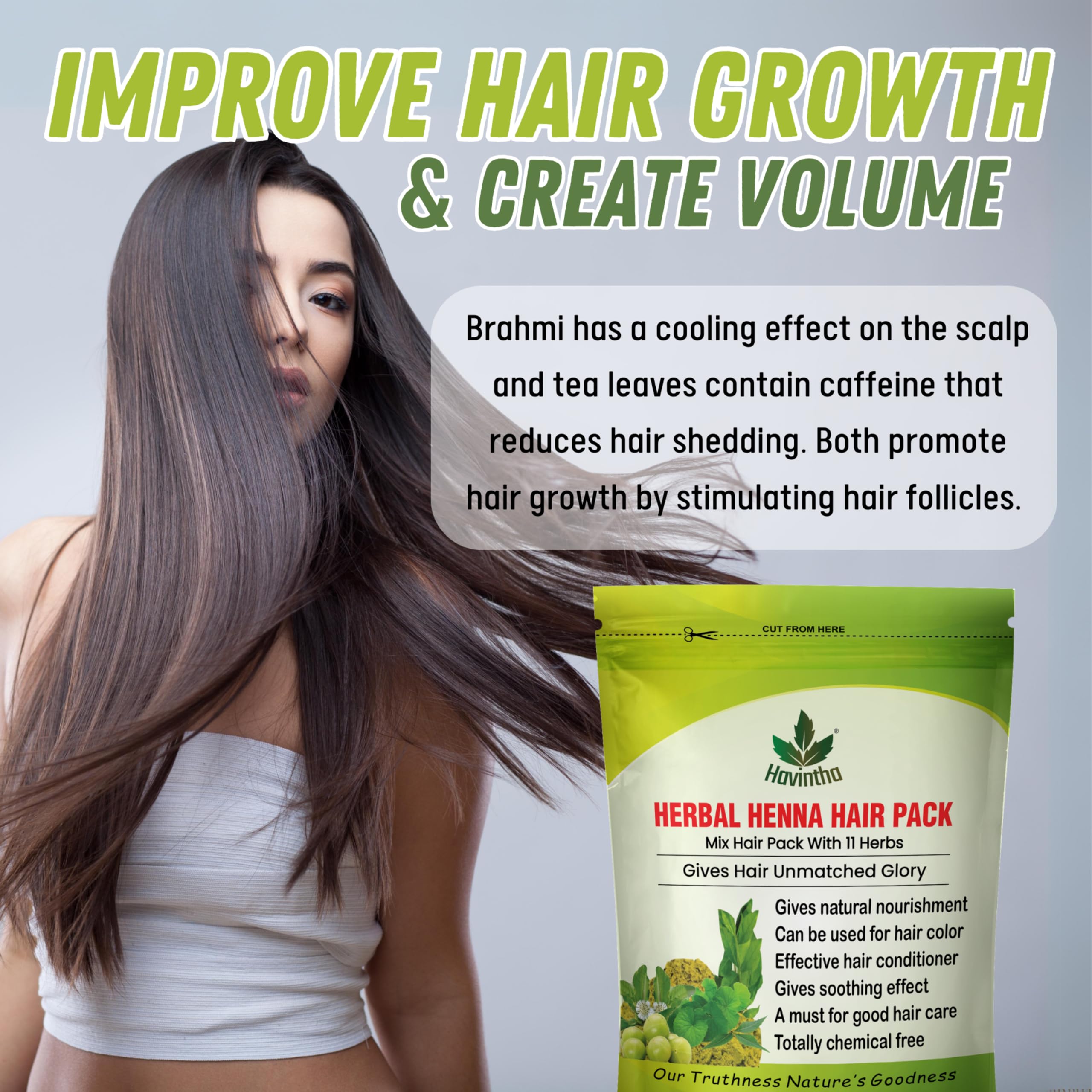 Havintha 100% Natural Herbal Henna Hair Powder for Hair Color & Conditioning | 11 Herbs Mehandi Powder for Hair Growth & Scalp Care | 227g | Safe for DIY Hair Dye, Bridal Hair Care & Ayurvedic Treatments