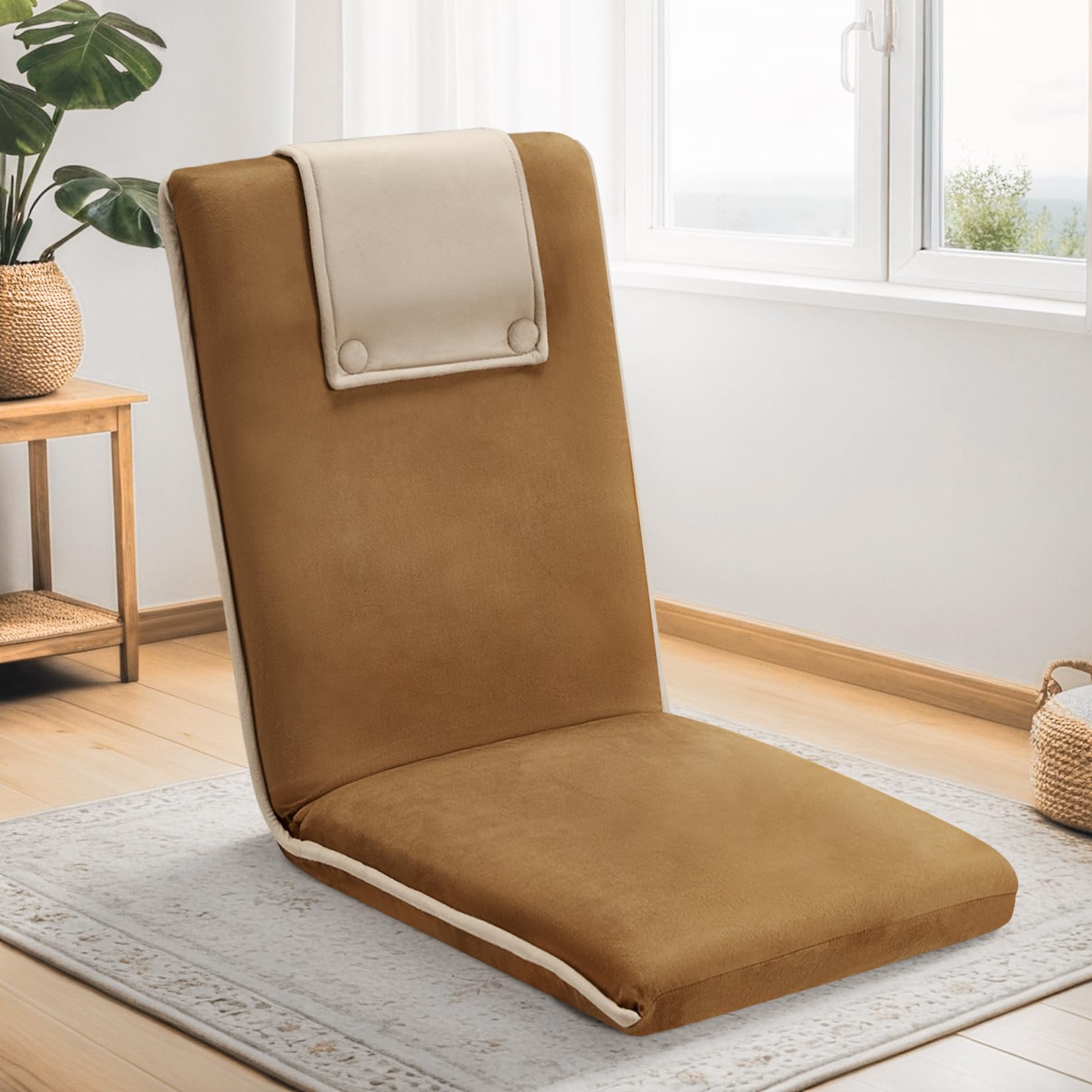 Adjustable Meditation Floor Chair with Back Support - 6 Position Padded Seat in Soft Microsuede Fabric - Perfect for Yoga, Reading & Relaxing in Living Room, Bedroom or Coffee Shop