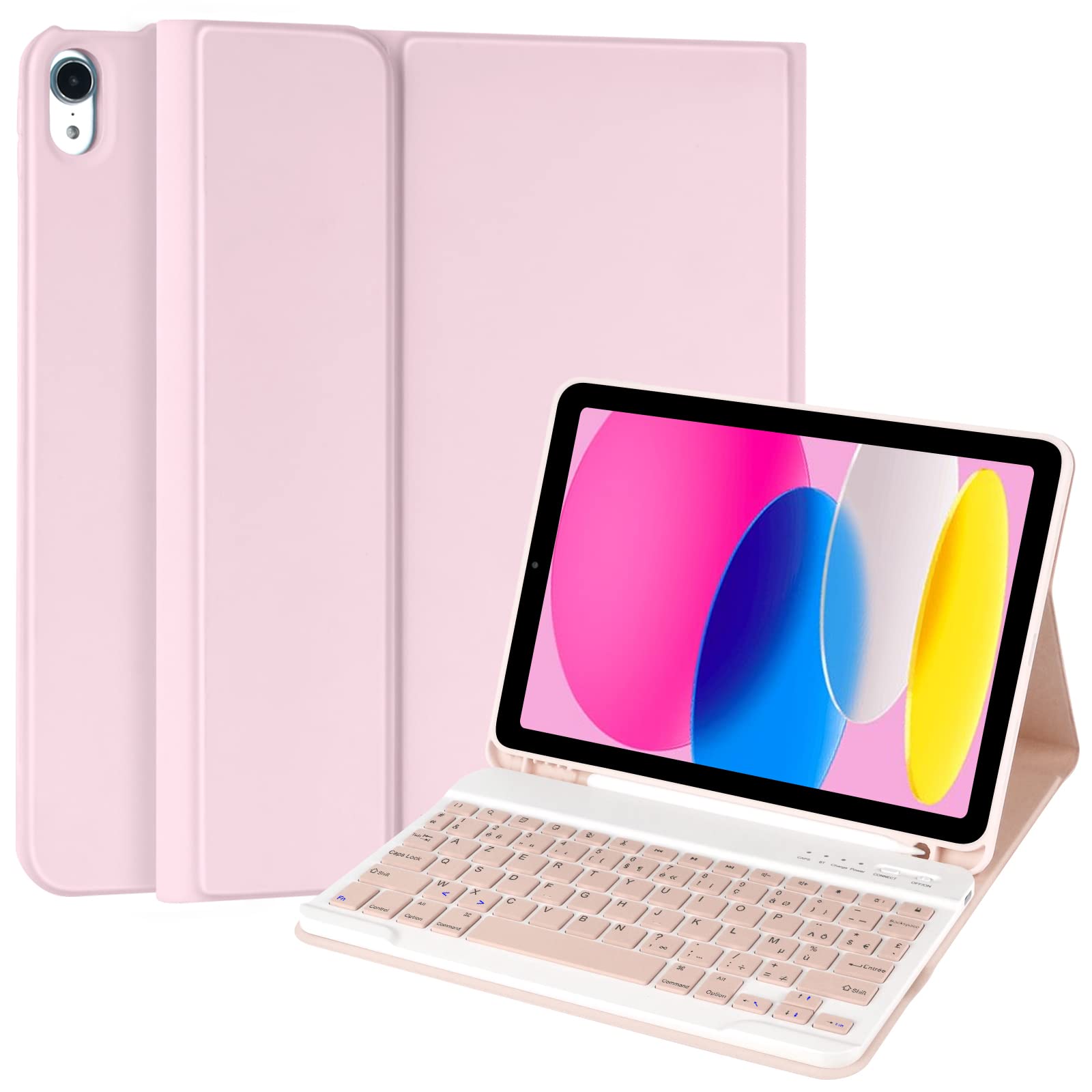 Magnetic Keyboard Case for iPad 10th/11th Gen (10.9 inch 2022/11 inch A16 2025) - French AZERTY Layout with Pencil Holder | Slim Protective Cover for iPad 10/11 | Perfect for Work, Study & Travel
