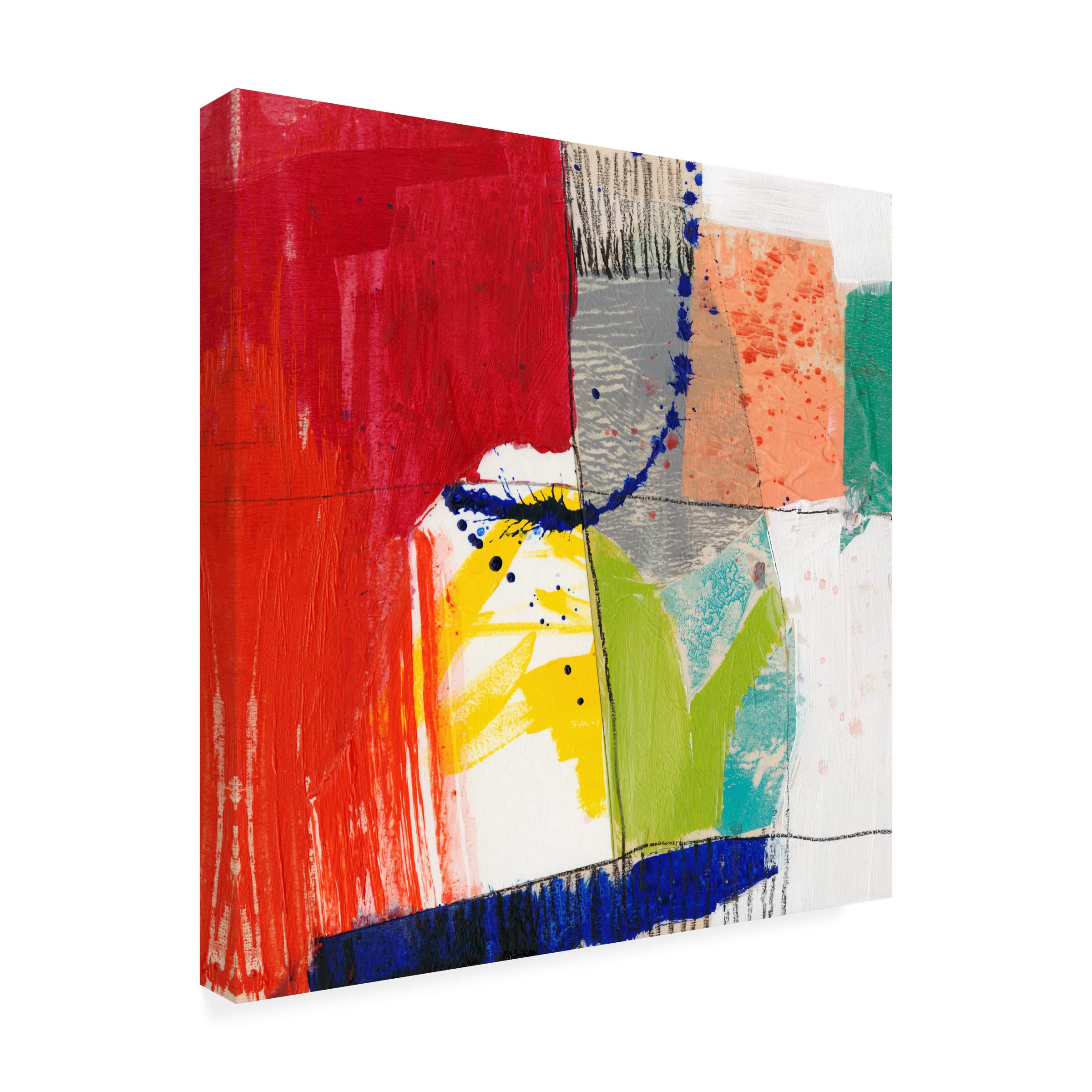 Bright Composition I Canvas Art by Jennifer Goldberger - Modern Abstract Wall Decor for Living Room, Bedroom & Office - Framed Fine Art Print for Home & Commercial Spaces
