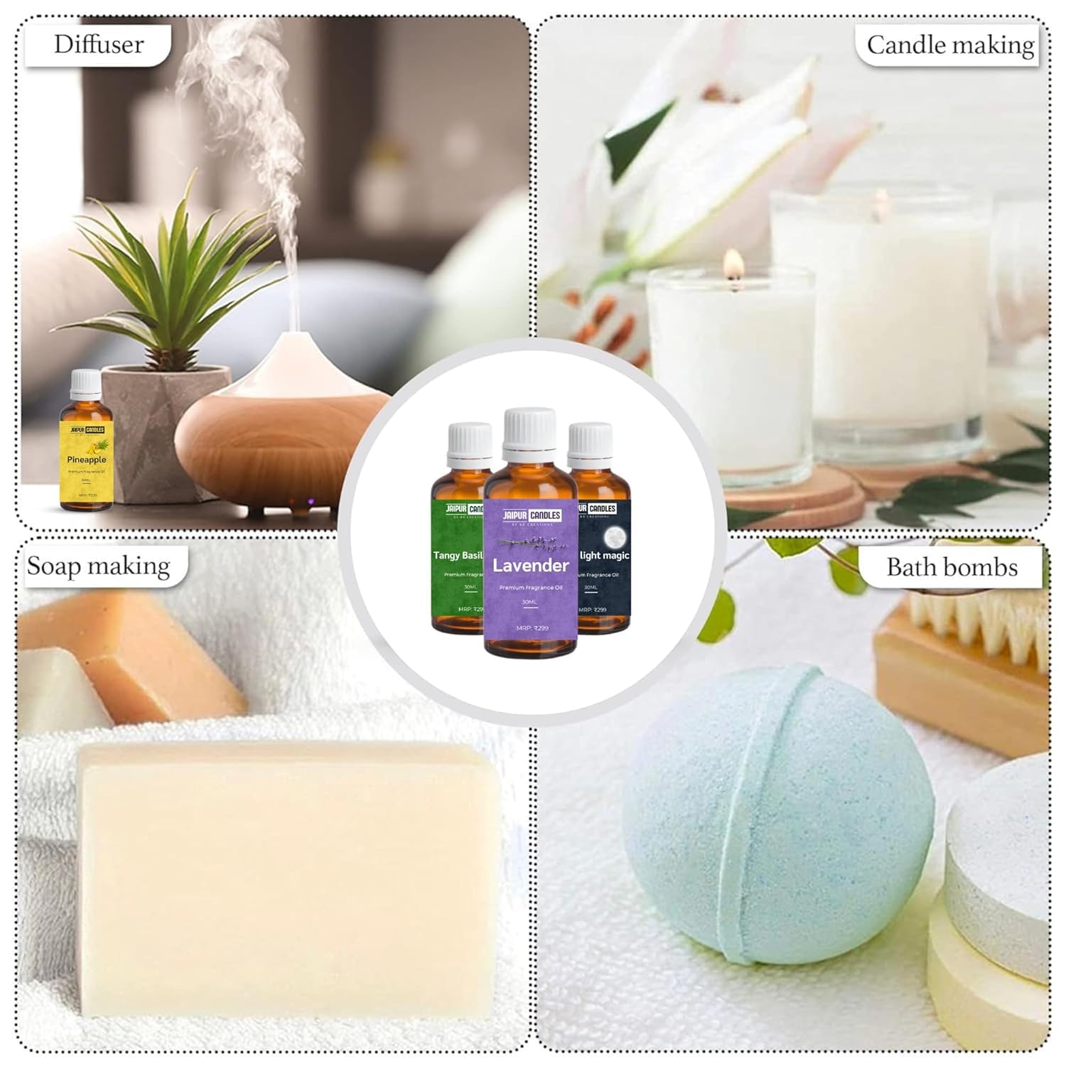 Premium Jaipur Candles Fragrance Oil - 60ml Aromatherapy Essential Oil for Home, Diffusers, Candles & Soap Making | Relaxing Coffee Scent for Spa, Yoga & Stress Relief