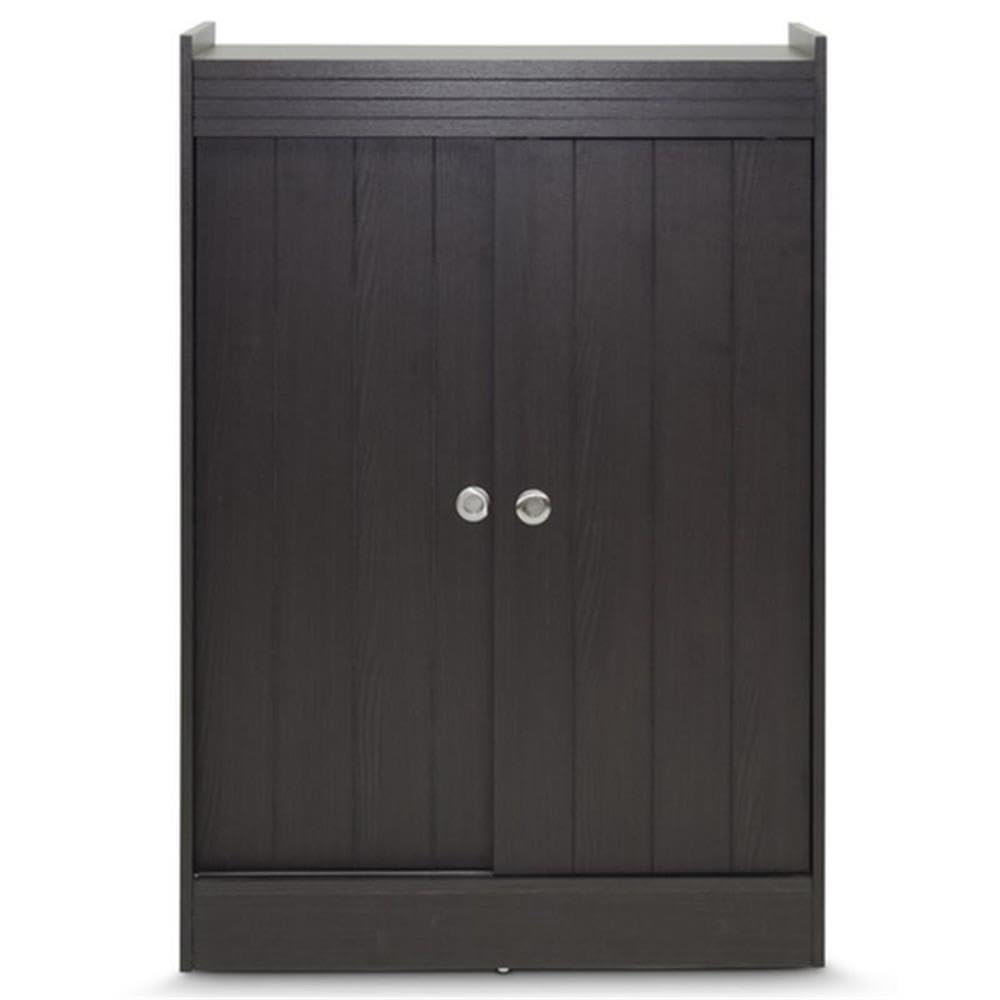 Pemberly Row Espresso Shoe Cabinet - Modern Entryway Storage Organizer for Shoes & Boots | Perfect for Small Spaces, Hallways & Closets