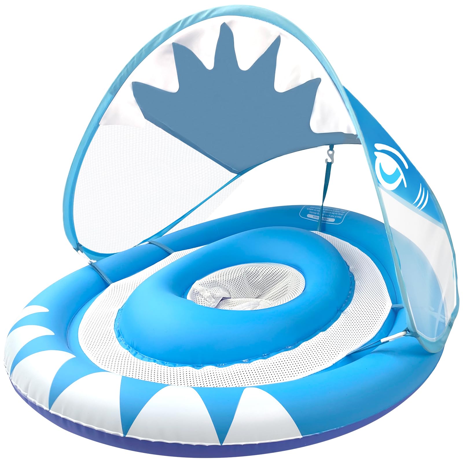 Shark Shaped Baby Swimming Pool Float Ring with Removable Sun Canopy & Safety Seat | Inflatable Infant Swim Trainer for 6-36 Months | Double Airbag Design for Newborns & Toddlers | Perfect for Beach, Pool & Summer Water Play