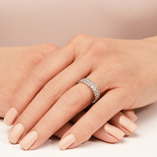 2.26 Carat Round Diamond Double Row Wedding Band Ring - Elegant Bridal Jewelry for Engagement, Anniversary & Special Occasions