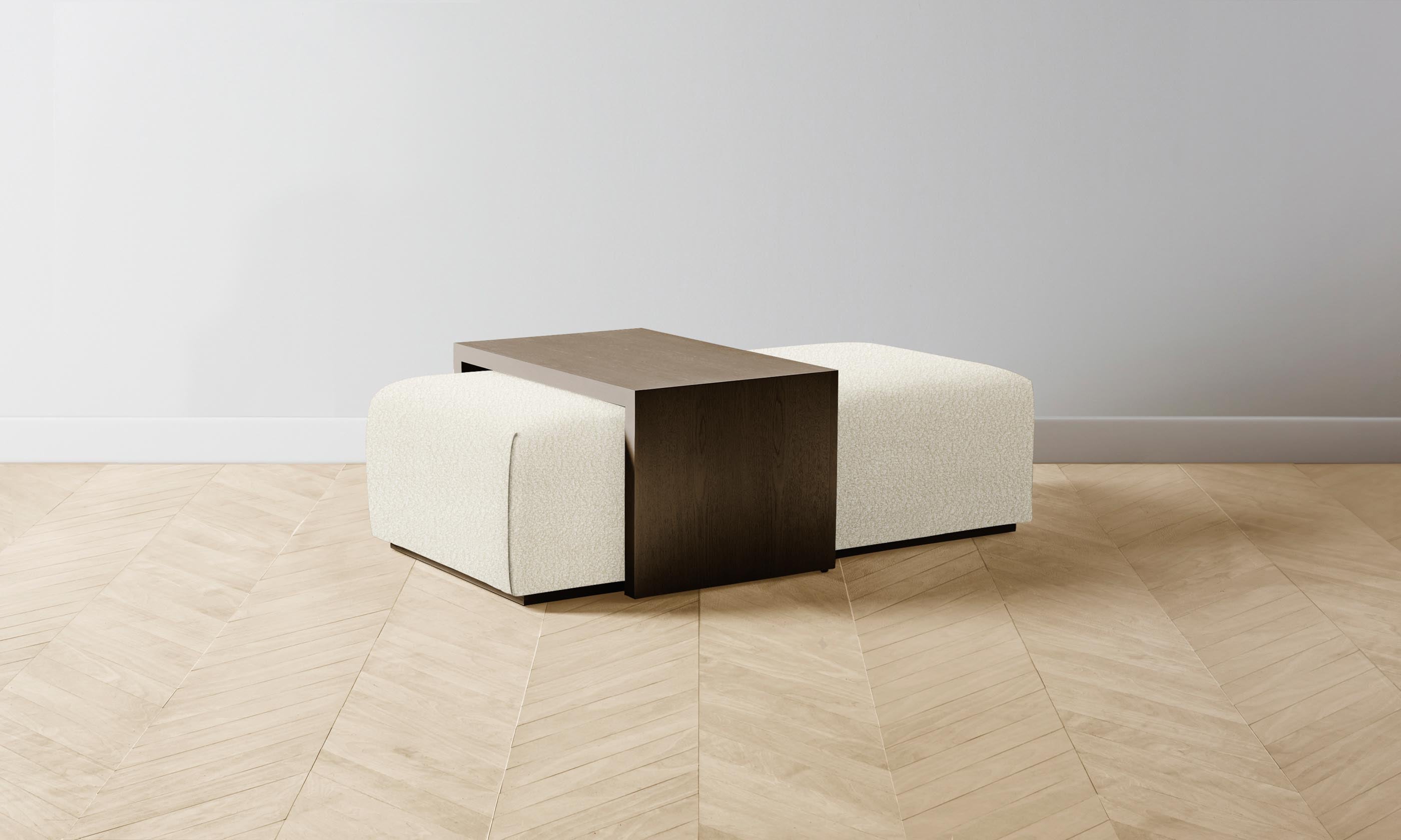 The Bowery Ottoman - Italian Bouclé White Fabric Footstool | Stylish Living Room Accent for Modern Homes