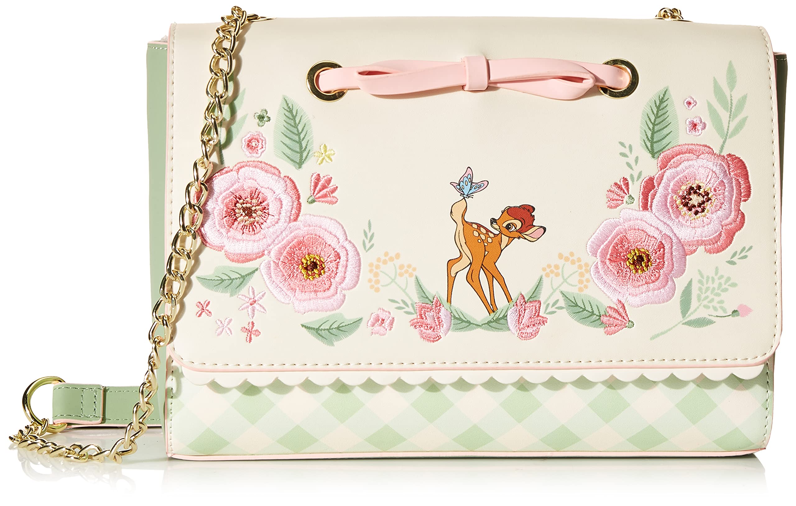 Loungefly Disney Bambi Springtime Gingham Crossbody Bag - Cute Floral Print Mini Purse for Women, Girls | Perfect for Theme Parks, Travel & Everyday Use