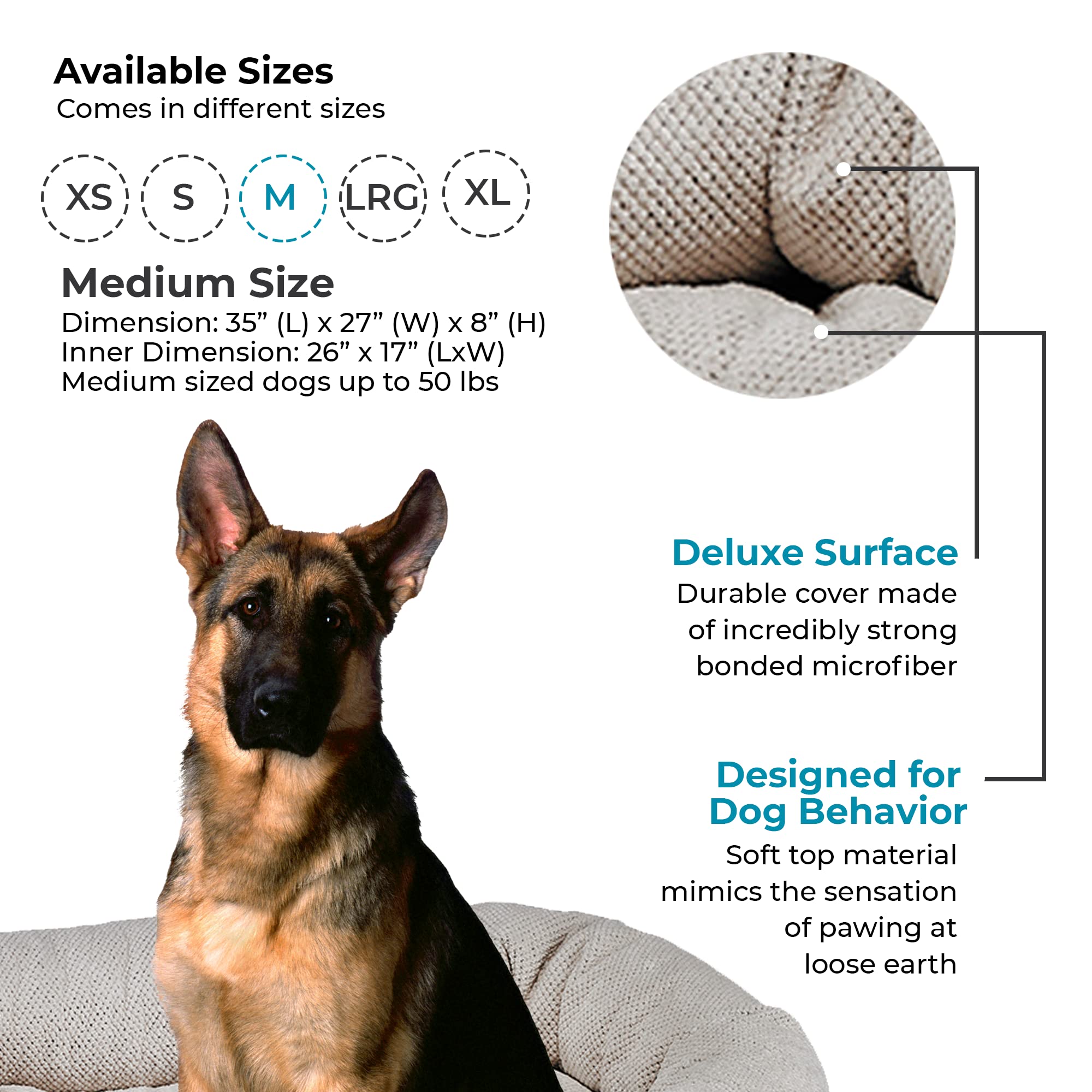 Bowsers Aspen Chenille Donut Dog Bed - Calming Orthopedic Pet Bed with Removable Tufted Cushion & Overstuffed Bolster, Medium Size - High Memory Polyester Fiber & Premium Upholstery Fabric for Small/Medium Dogs - Perfect for Anxiety Relief, Crate Training & Cozy Napping Spots
