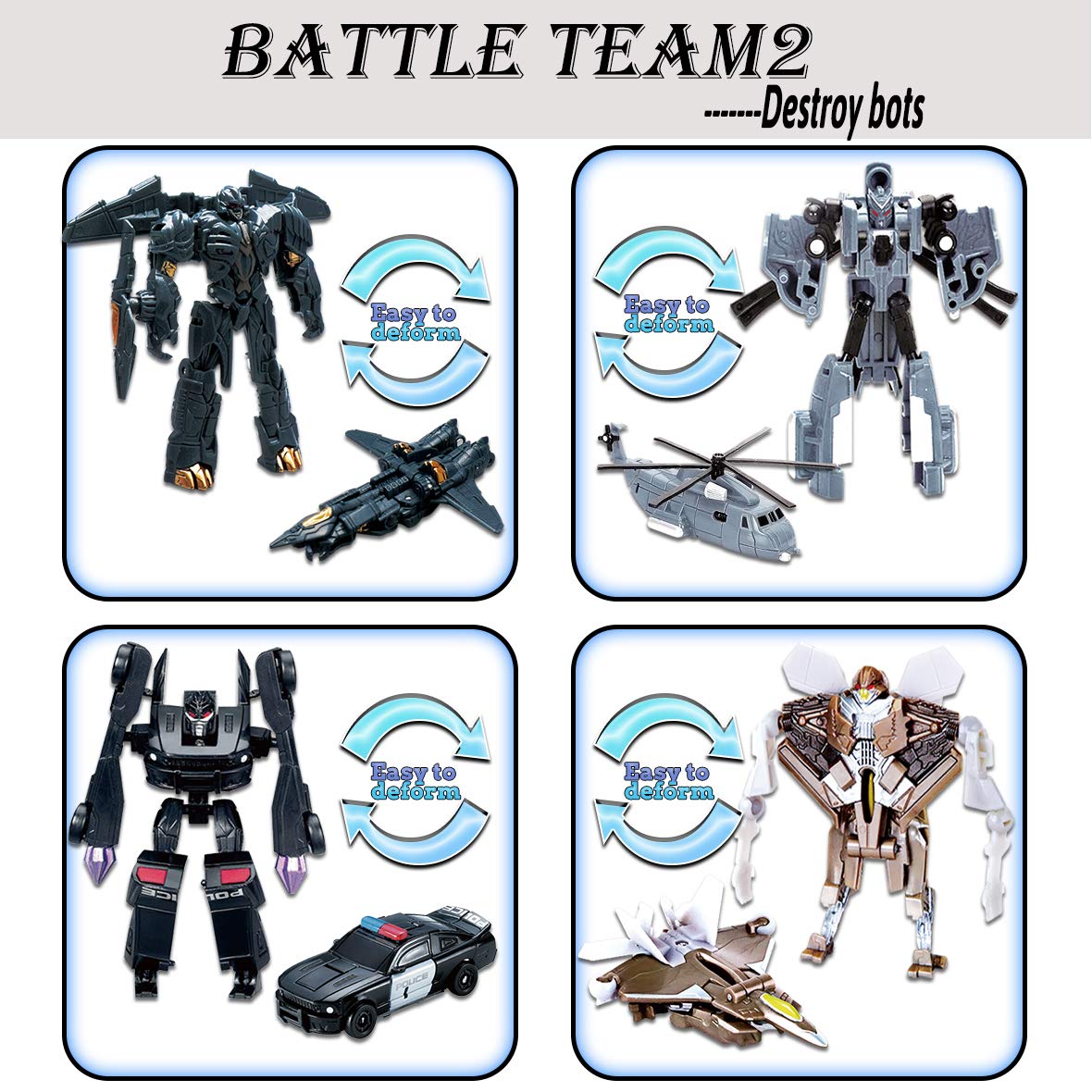 8 Pcs Mini Car Robot Toys for Kids - 3.5 Inch Transformable Action Figures, Perfect Birthday Party Favors & Gifts for Boys Girls Age 5+ | Great for Playtime, Collecting & STEM Learning Activities