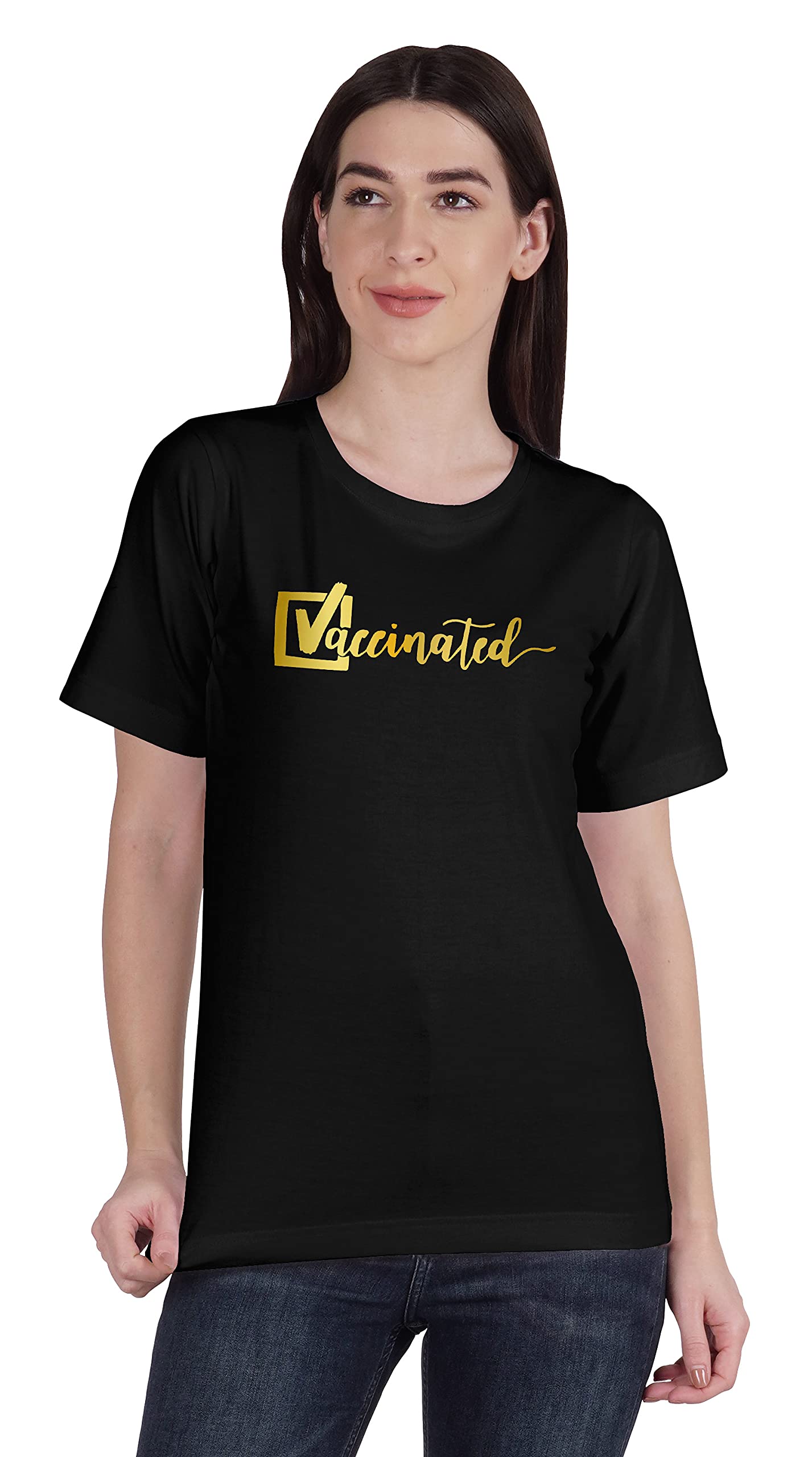 Vaccinated Pro Vaccine Crew Neck Cotton T-Shirt for Women - Comfortable & Stylish Casual Wear for Everyday Outfits & Social Events