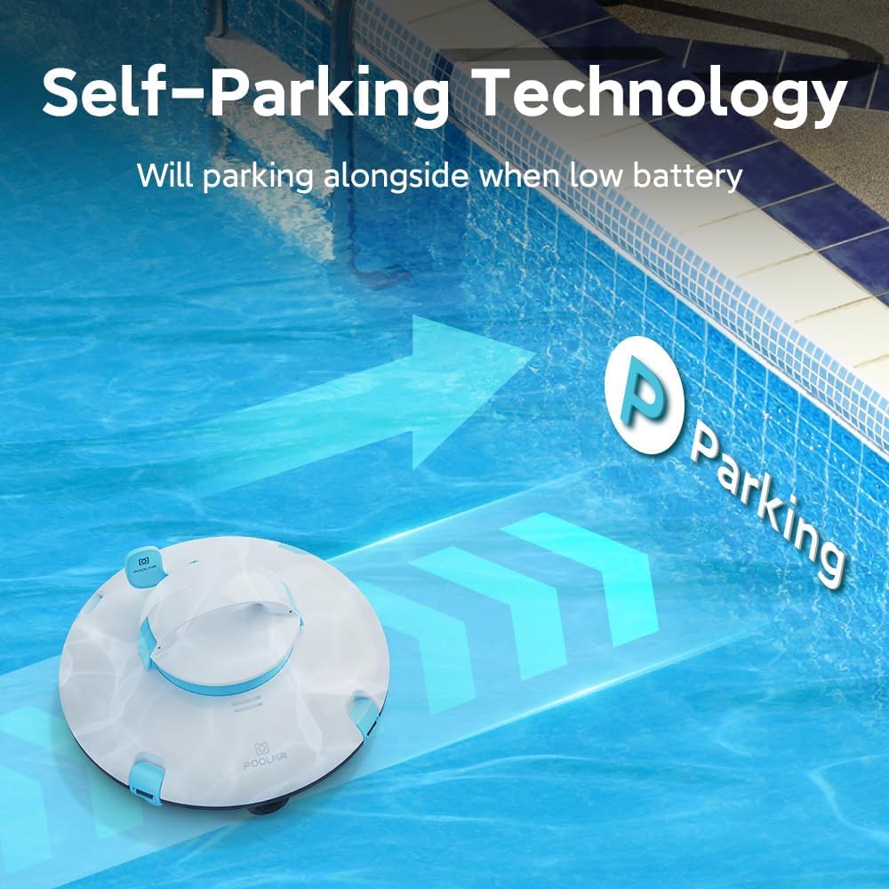 **Automatic Cordless Robotic Pool Cleaner for Above Ground Pools – 52 Ft/Min High-Speed, Dual-Motor, IPX8 Waterproof, Self-Parking – Ideal for Flat Swimming Pools (Blue) – Perfect for Easy Pool Maintenance & Crystal Clear Water**