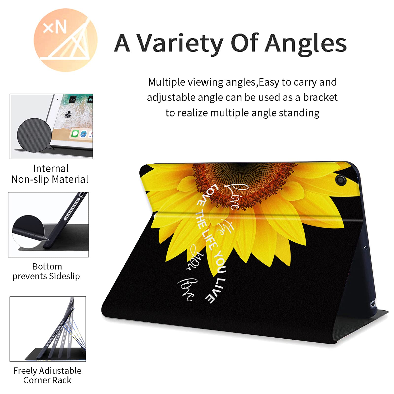 Premium PU Leather Case for Kindle Fire 7 Tablet (9th/7th/5th Gen 2019/2017/2015) - Multi-Angle Stand Cover with Auto Wake/Sleep | Perfect for Reading, Watching Movies & Travel Protection