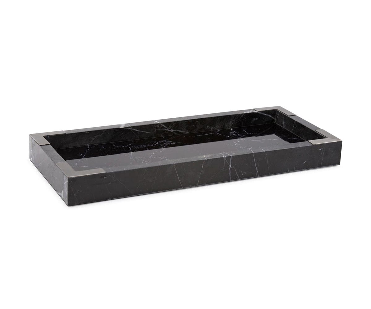 Elegant Black Mirrored Marble Tray - Decorative Serving Tray for Jewelry, Perfume & Home Decor | Perfect for Vanity, Bathroom & Gift Giving
