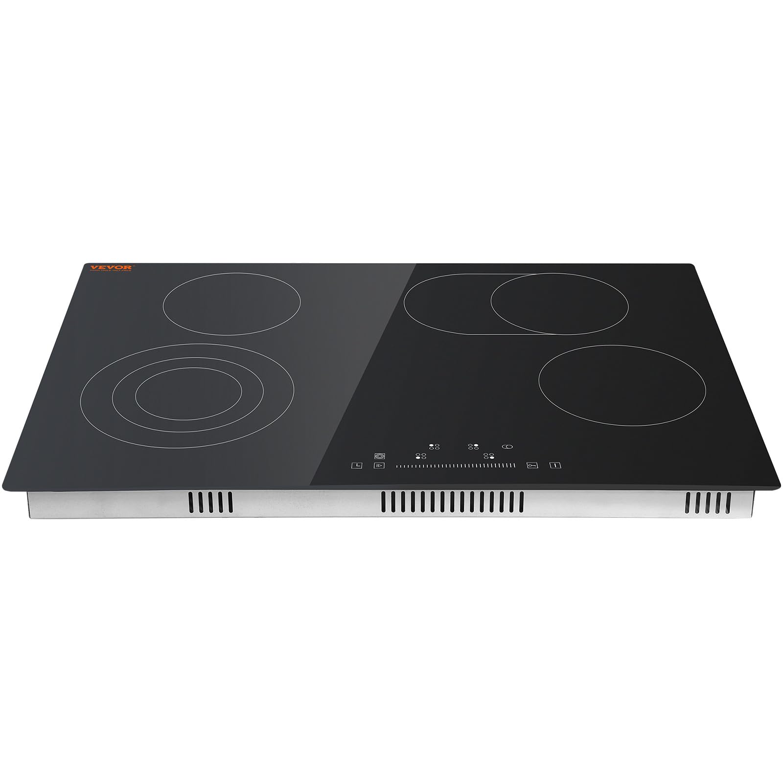 VEVOR 30-Inch Built-in Electric Stove Top with 4 Burners - 240V Glass Radiant Cooktop with Sensor Touch Control, Timer & Child Lock - 9 Power Levels for Simmering, Steaming, Slow Cooking & Frying - Perfect for Modern Kitchens, Home Chefs & Cooking Enthusiasts