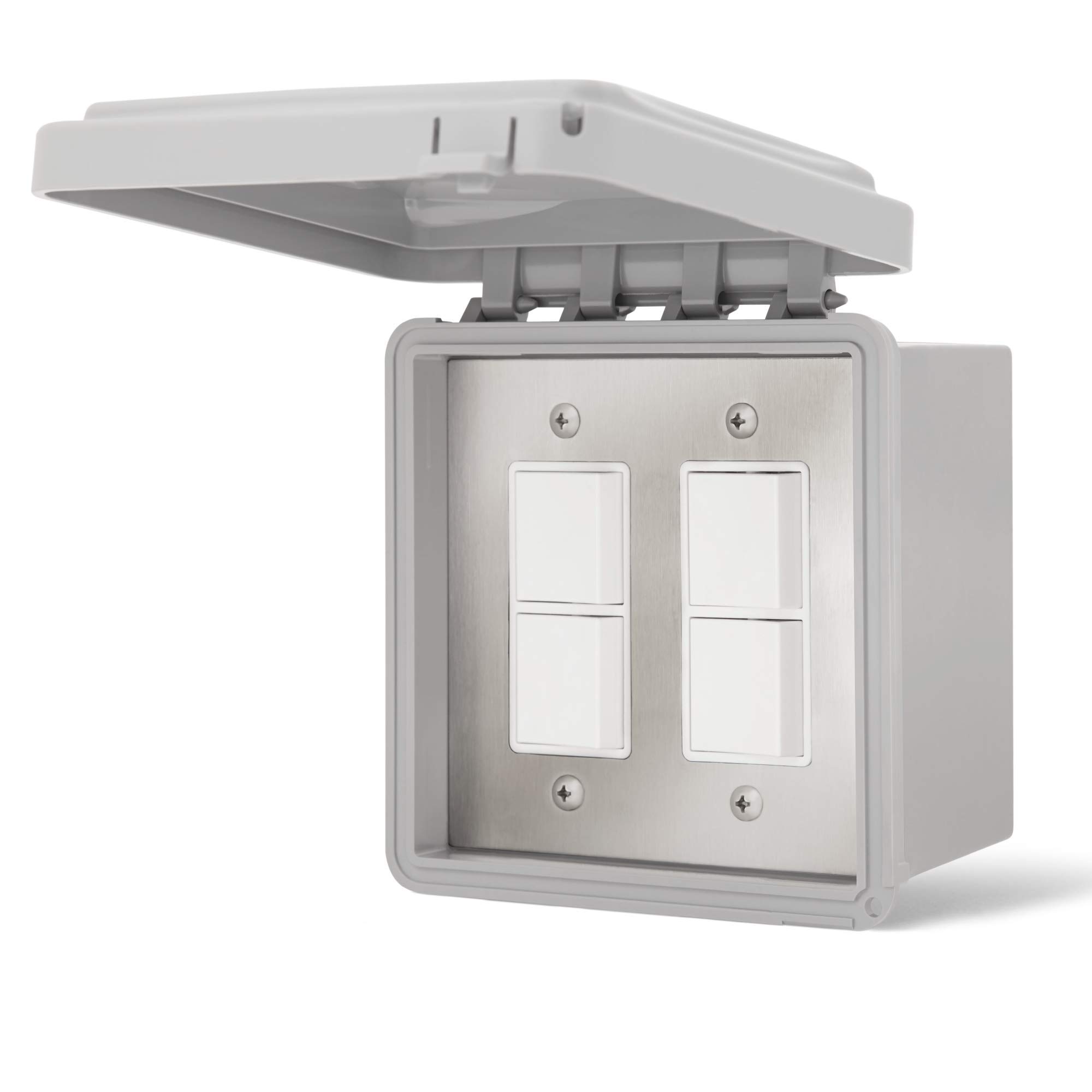 Infratech Dual Duplex Stack Switch with Weatherproof Cover - Surface Mount Control for Outdoor Heating (Model 14-4325) - Perfect for Patio, Deck, and Poolside Heating Systems