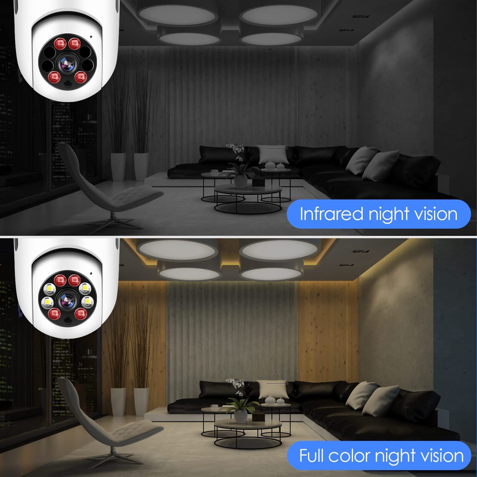 Smart Light Bulb Security Camera - 1080P HD Wireless WiFi E27 Bulb Camera with Night Vision & 2-Way Audio - Indoor/Outdoor Home Surveillance for Baby Monitor, Pet Camera & Security System