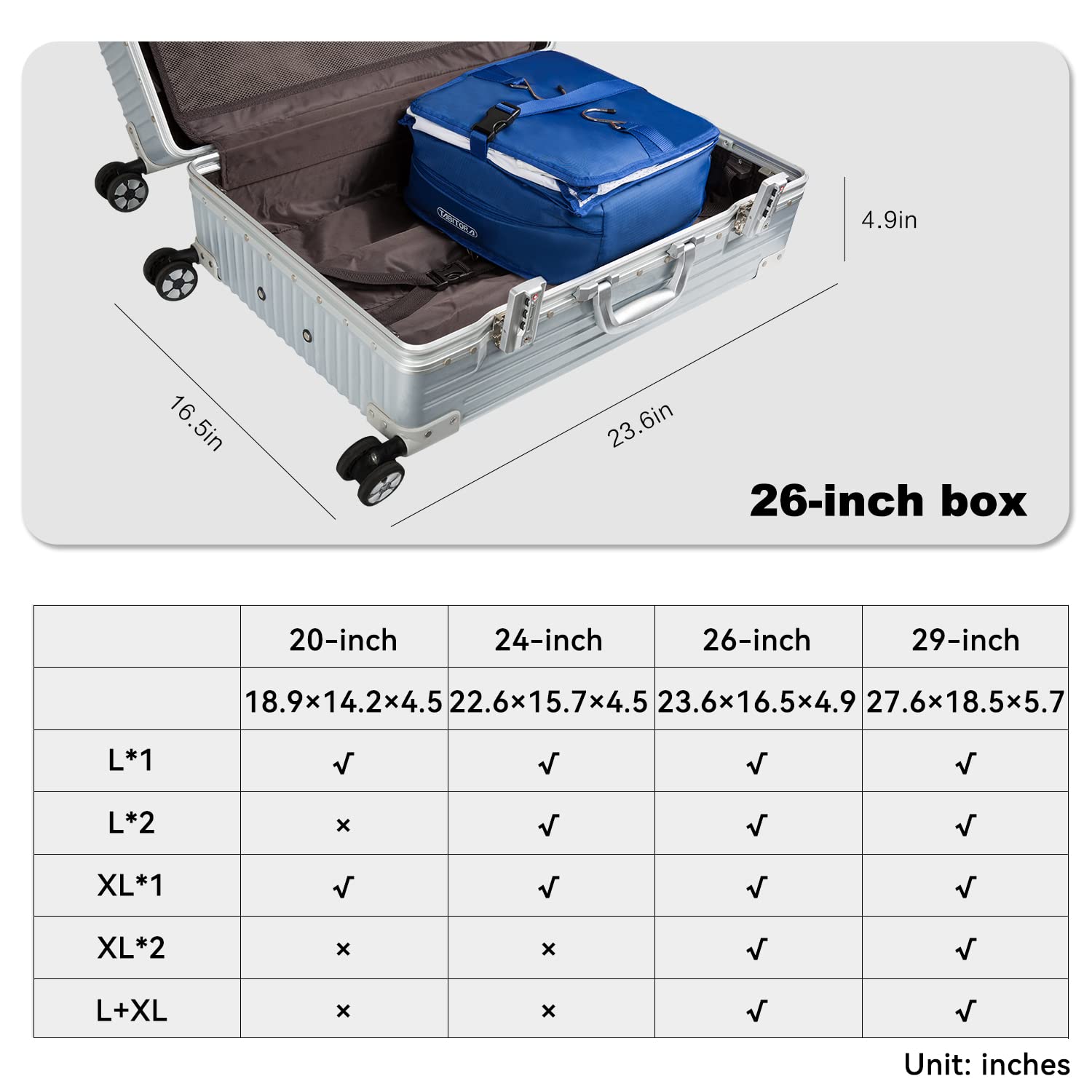 TABITORA Portable Hanging Travel Shelves - Packing Cubes for Suitcase Organization, Large Capacity Storage Bags | Perfect for Travel, Camping & Home Closet Storage