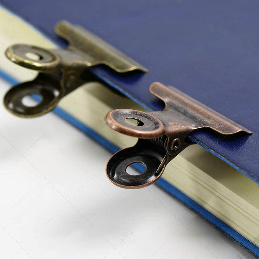 Bulldog Clips with Hole for Push-pin | Strong Spring Metal Binder Clips | Small Paper File Clips | Seal Clamps for Coffee Tea Food Bags | Decorative DIY Photo Grid Clips (Copper, 31mm) - Perfect for Office Organization, Crafting & Home Storage